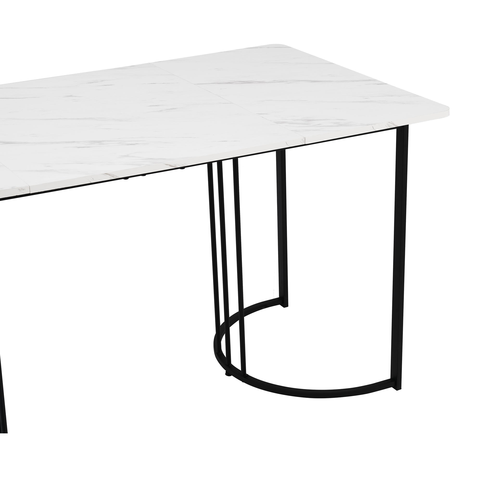 Logidon eettafel 140x80 cm marmerpatroon wit zwart metalen frame