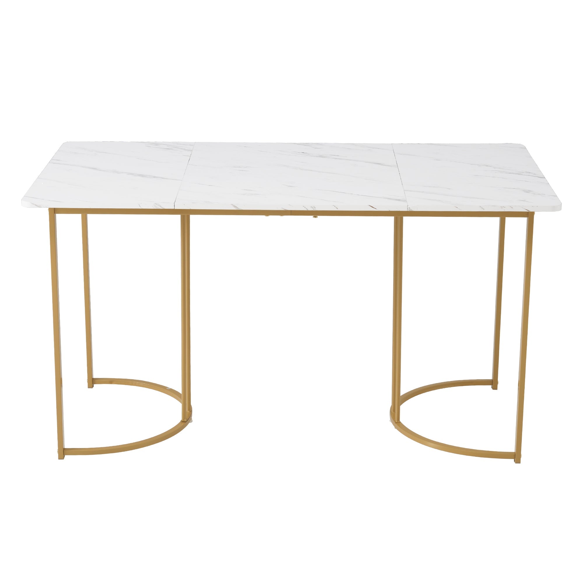 Logidon eettafel 140 x 80 cm wit marmerpatroon gouden metalen poten