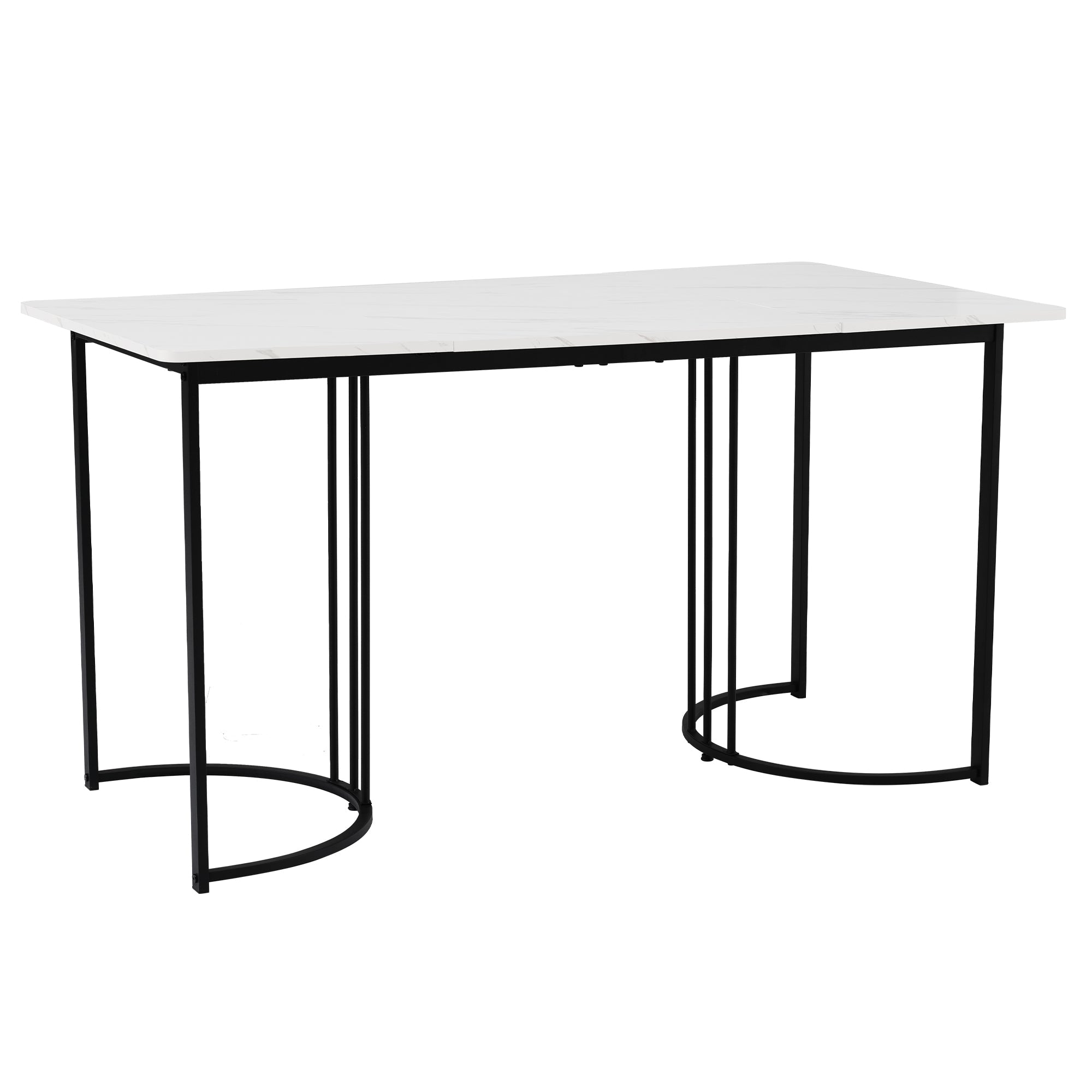 Logidon eettafel 140x80 cm marmerpatroon wit zwart metalen frame
