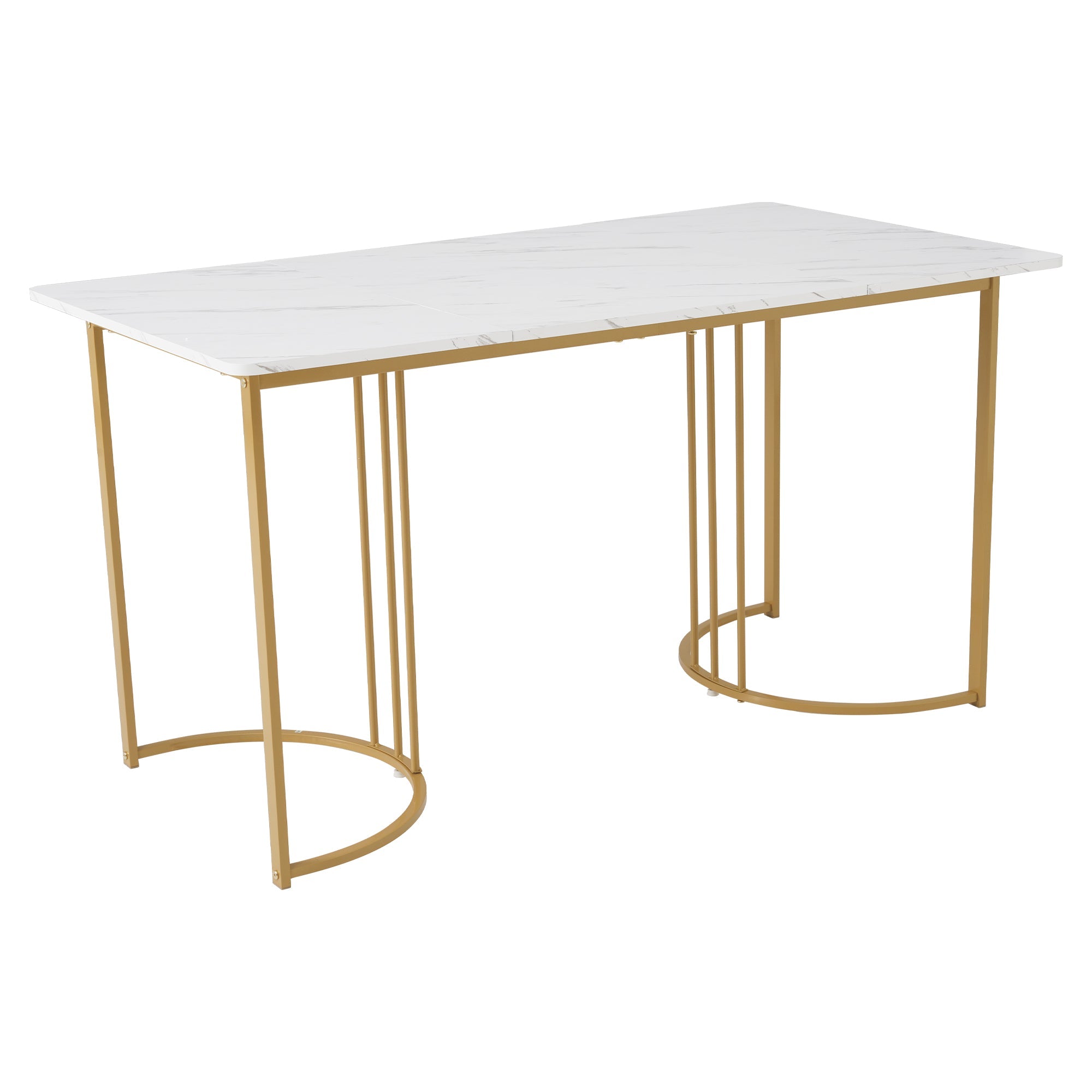 Logidon eettafel 140 x 80 cm wit marmerpatroon gouden metalen poten