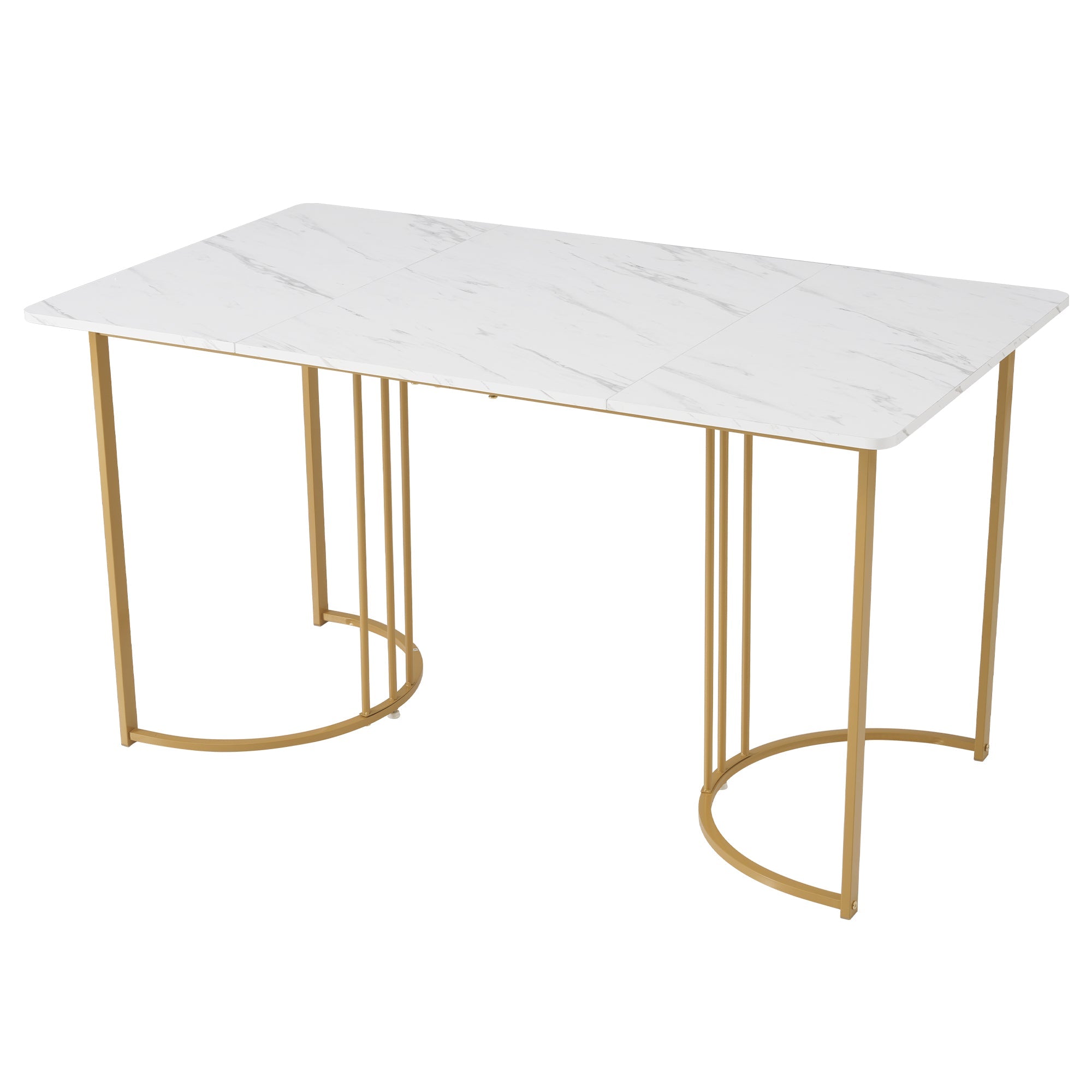 Logidon eettafel 140 x 80 cm wit marmerpatroon gouden metalen poten