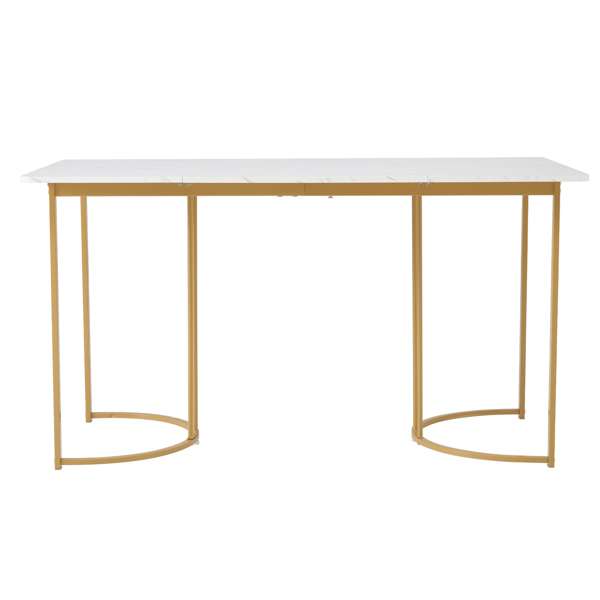 Logidon eettafel 140 x 80 cm wit marmerpatroon gouden metalen poten