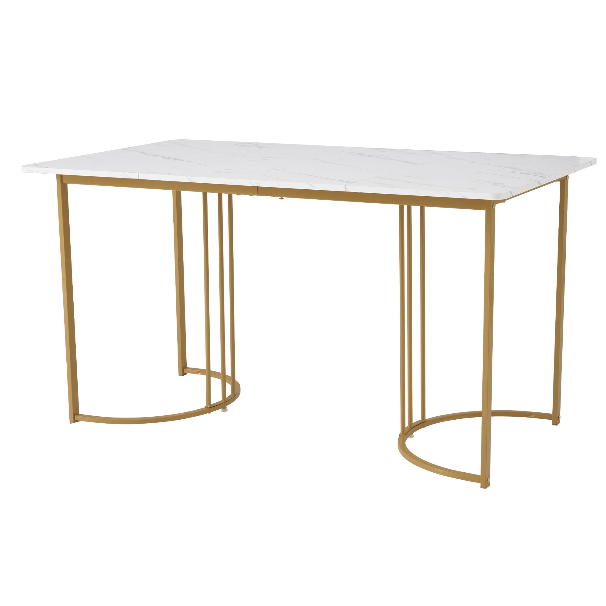 Logidon eettafel 140 x 80 cm wit marmerpatroon gouden metalen poten