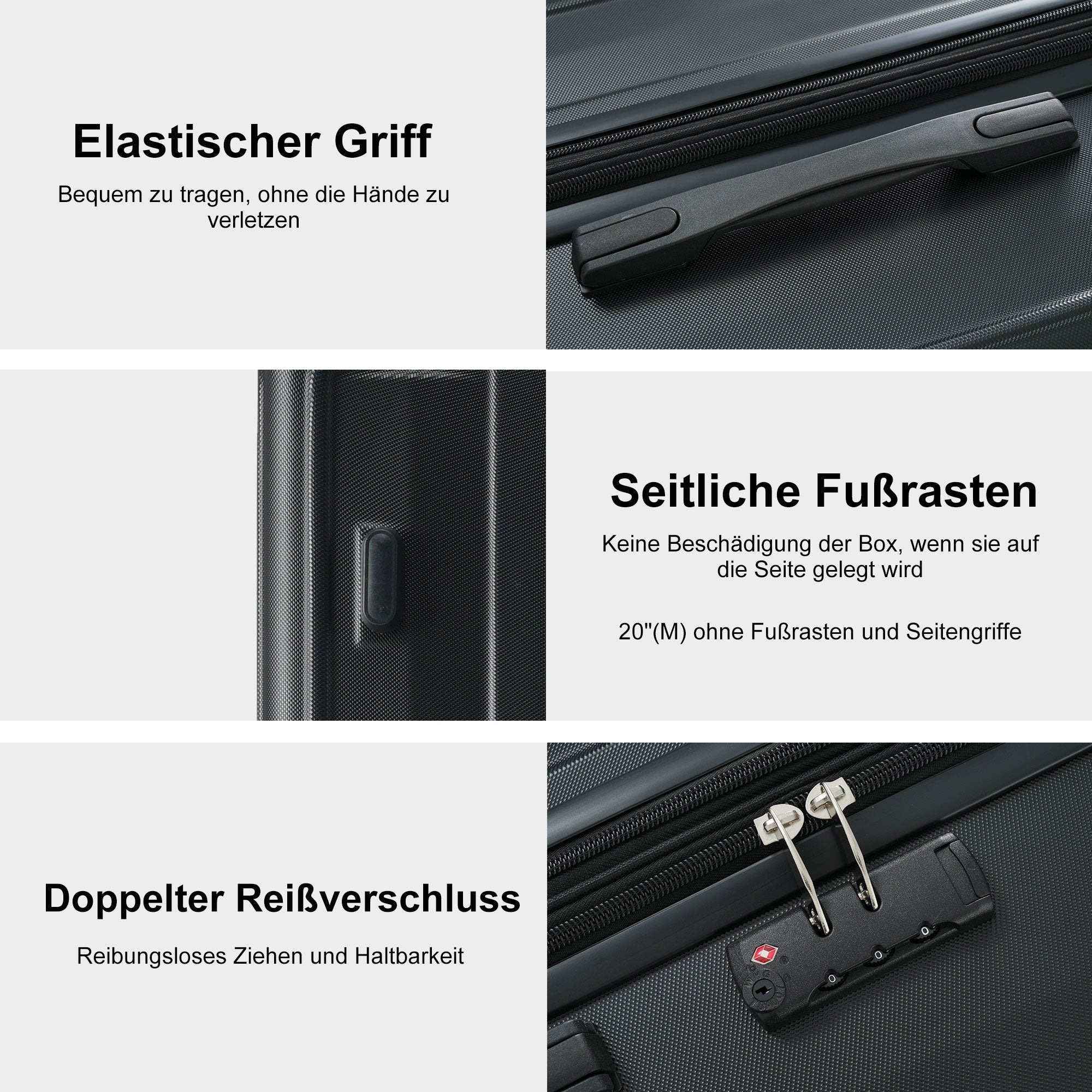 Logidon kofferset M-L-XL hardcase zwart TSA slot