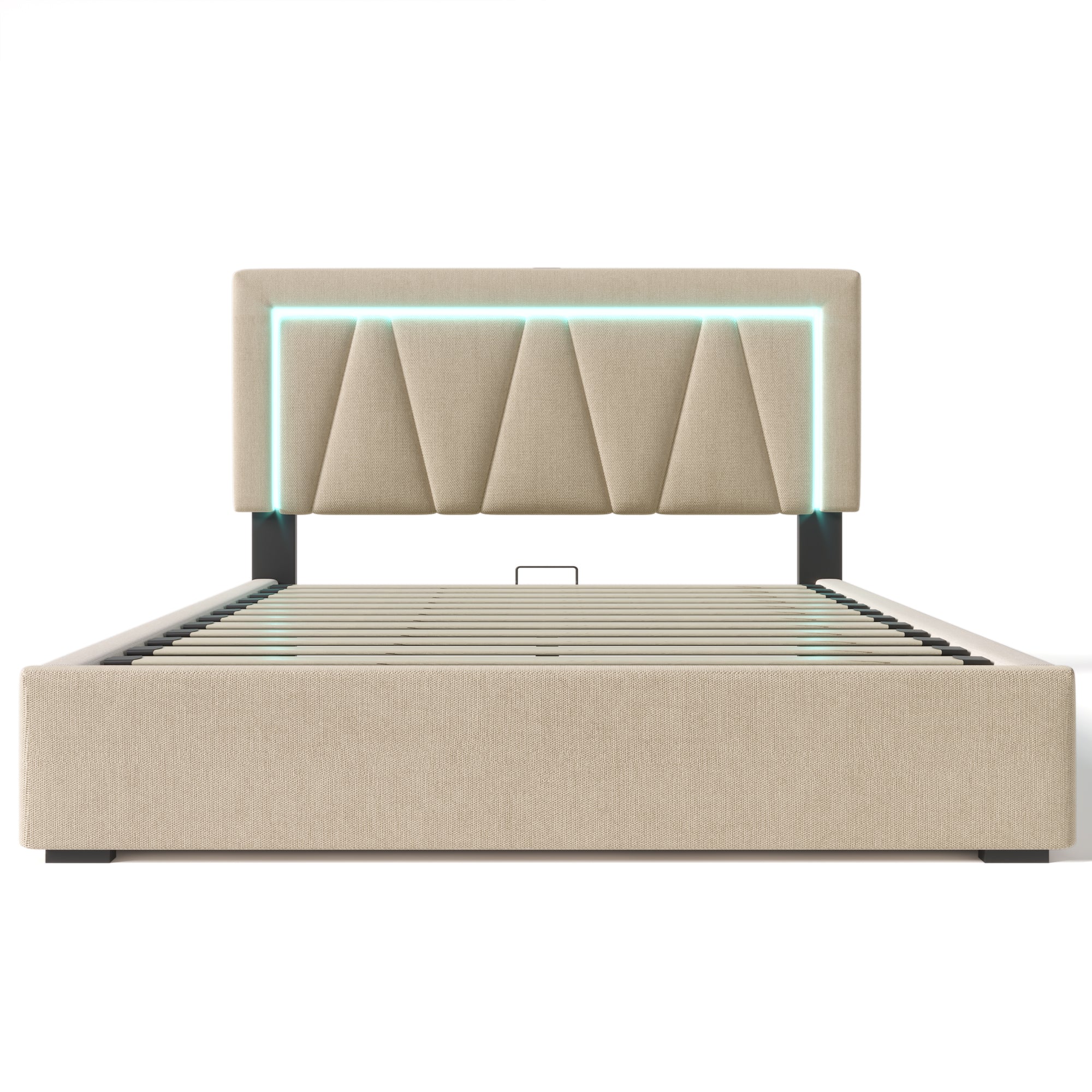 Logidon gestoffeerd bed LED tweepersoonsbed met USB Type C oplaadfunctie 160x200
