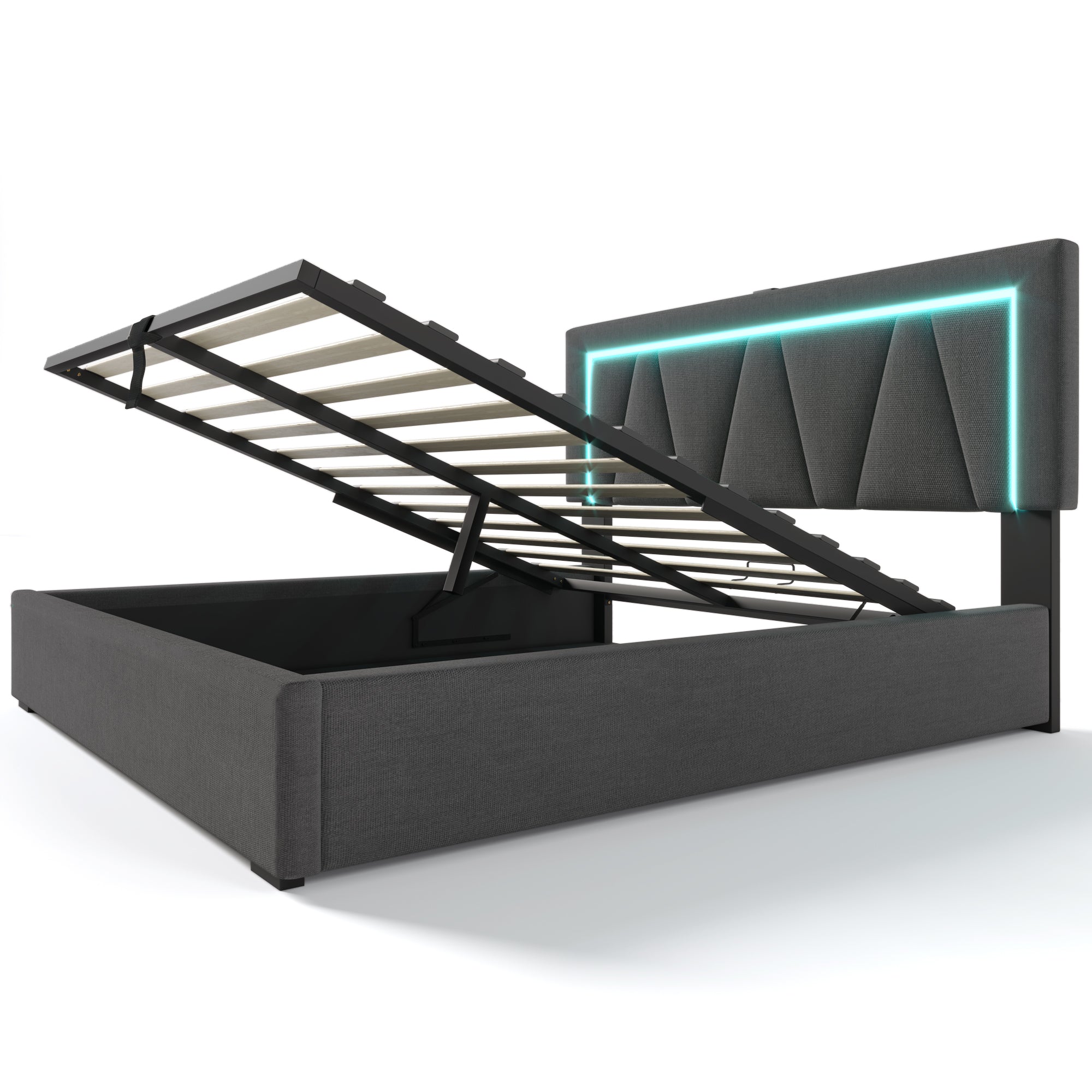 Logidon gestoffeerd bed 160x200 LED-verlichting USB C oplaadfunctie