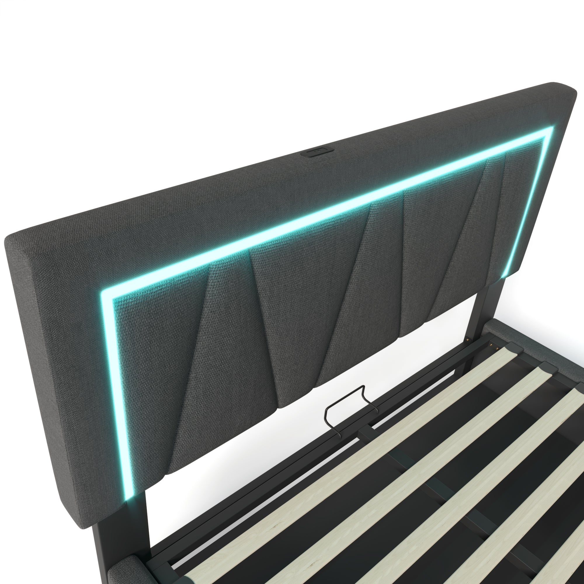 Logidon gestoffeerd bed 160x200 LED-verlichting USB C oplaadfunctie