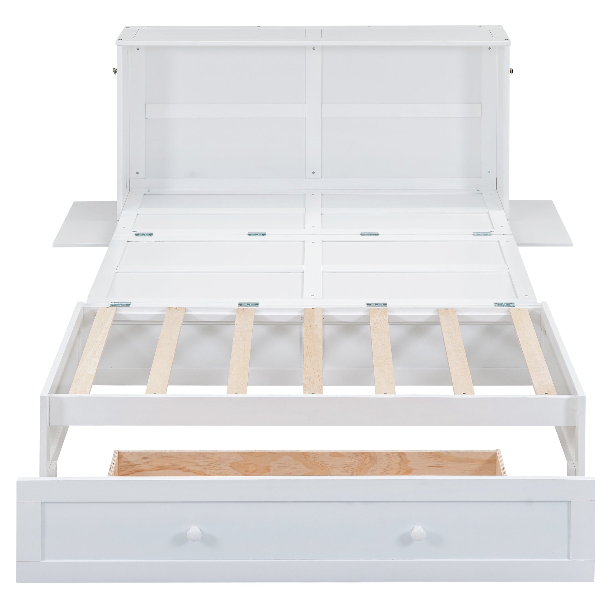Logidon 140x200 opklapbed met lades en zijplank wit