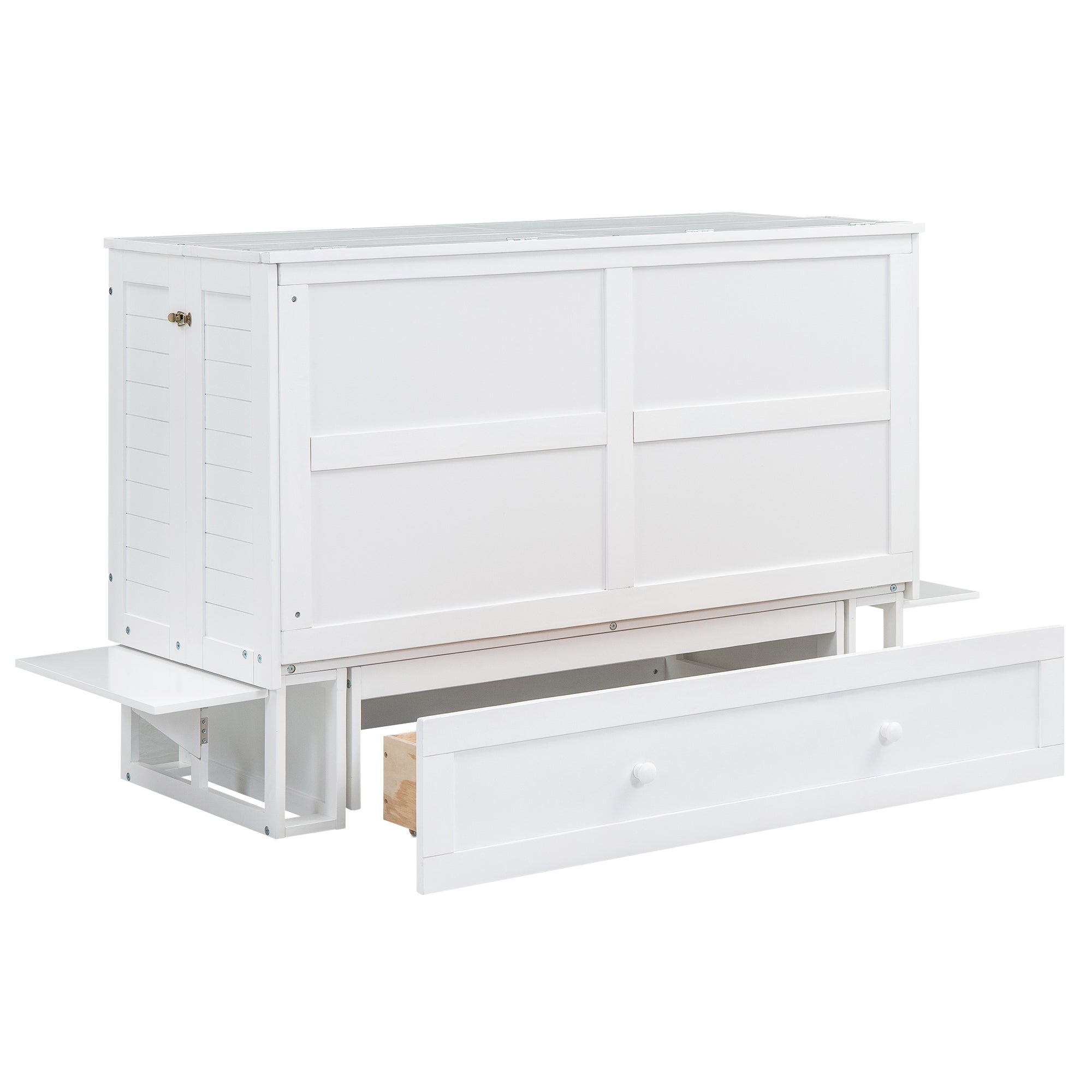 Logidon 140x200 opklapbed met lades en zijplank wit