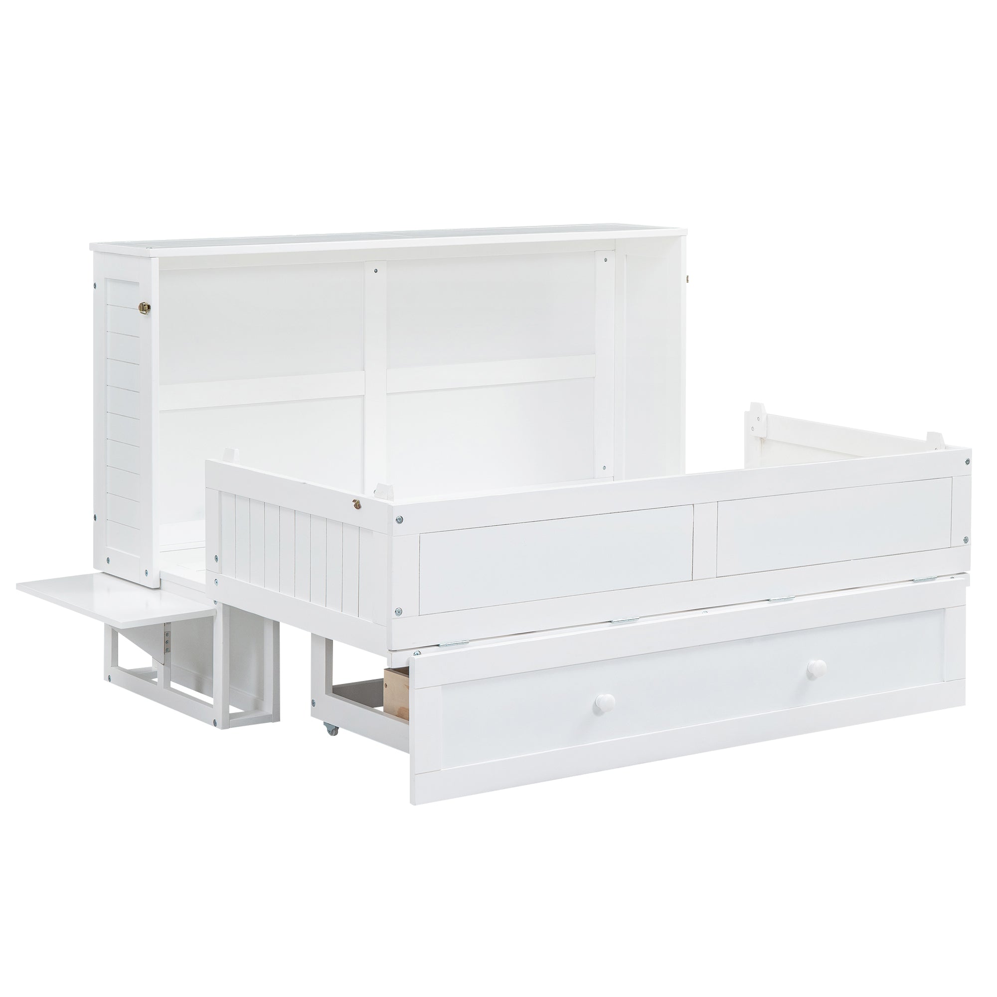 Logidon 140x200 opklapbed met lades en zijplank wit