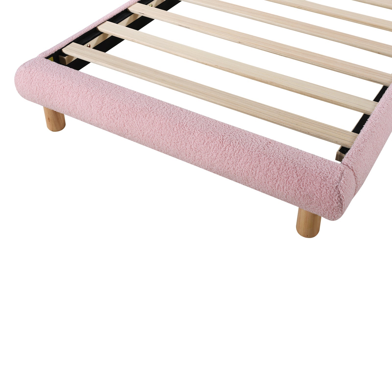 Logidon fluweel gestoffeerd bed 90x200 roze met houten lattenbodem
