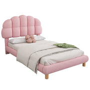 Logidon fluweel gestoffeerd bed 90x200 roze met houten lattenbodem