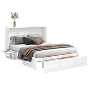 Logidon 140x200 opklapbed met lades en zijplank wit