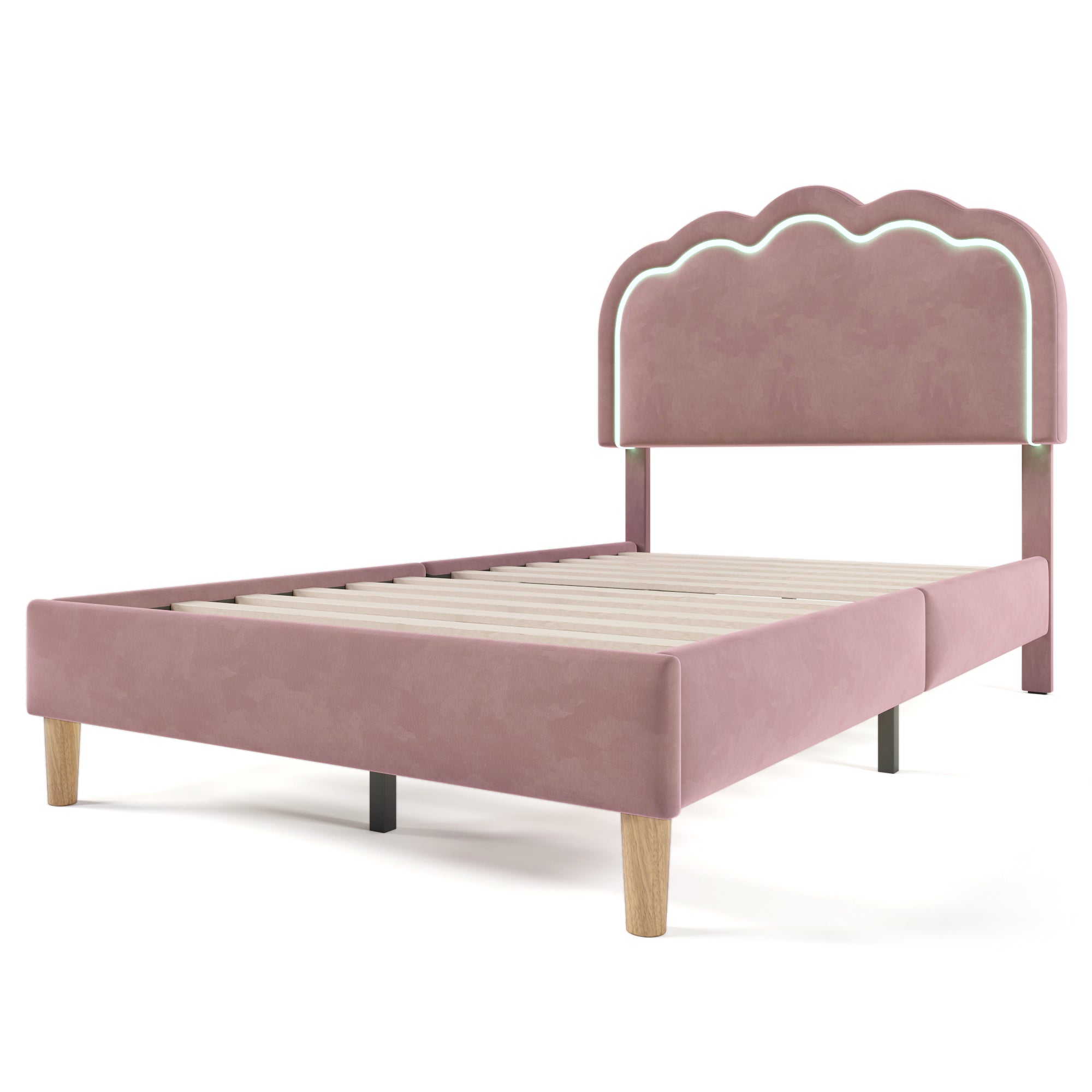 Logidon gestoffeerd bed LED 90x200 roze verstelbaar hoofdbord