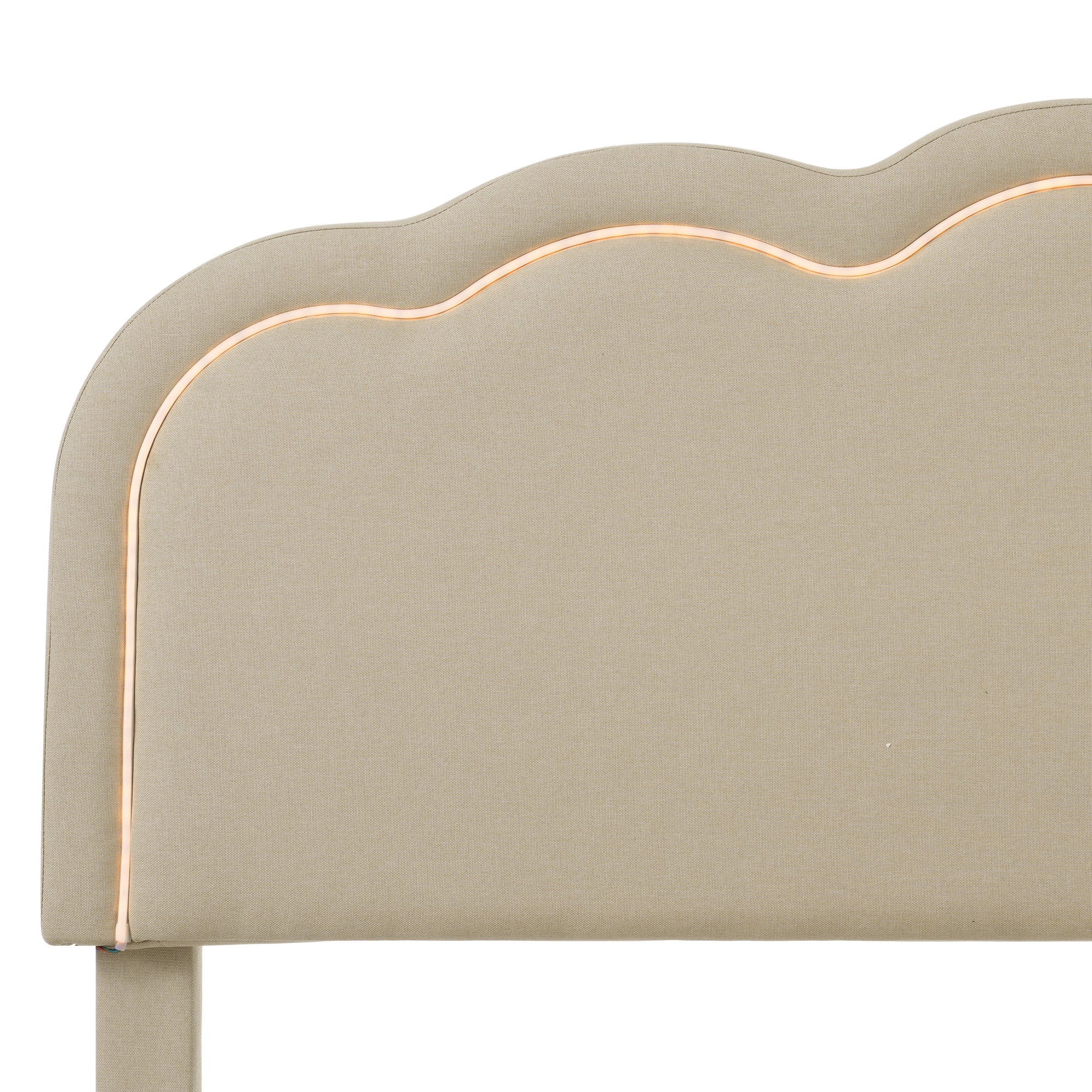 Logidon gestoffeerd bed LED tweepersoonsbed 140x200 beige verstelbaar hoofdbord