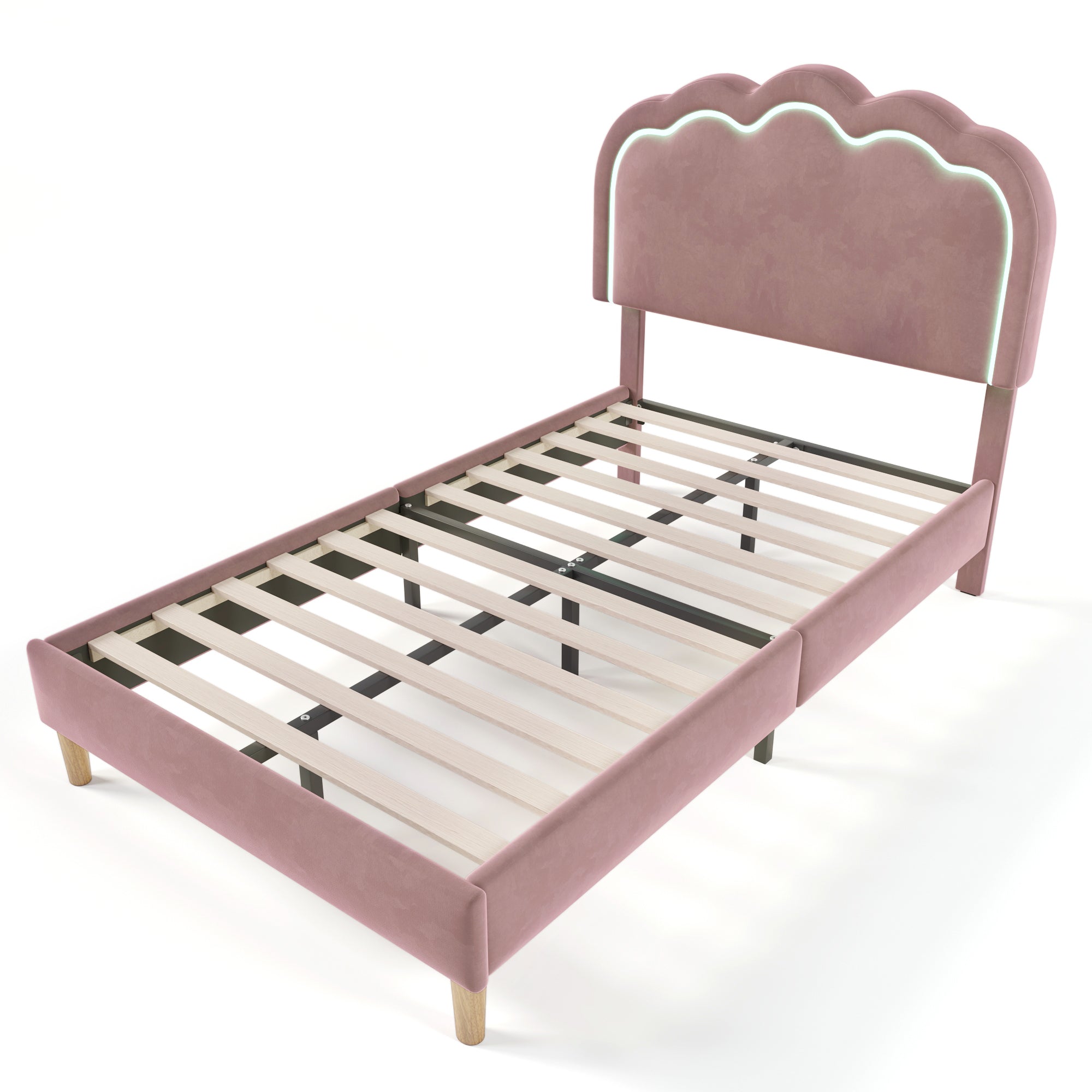 Logidon gestoffeerd bed LED 90x200 roze verstelbaar hoofdbord