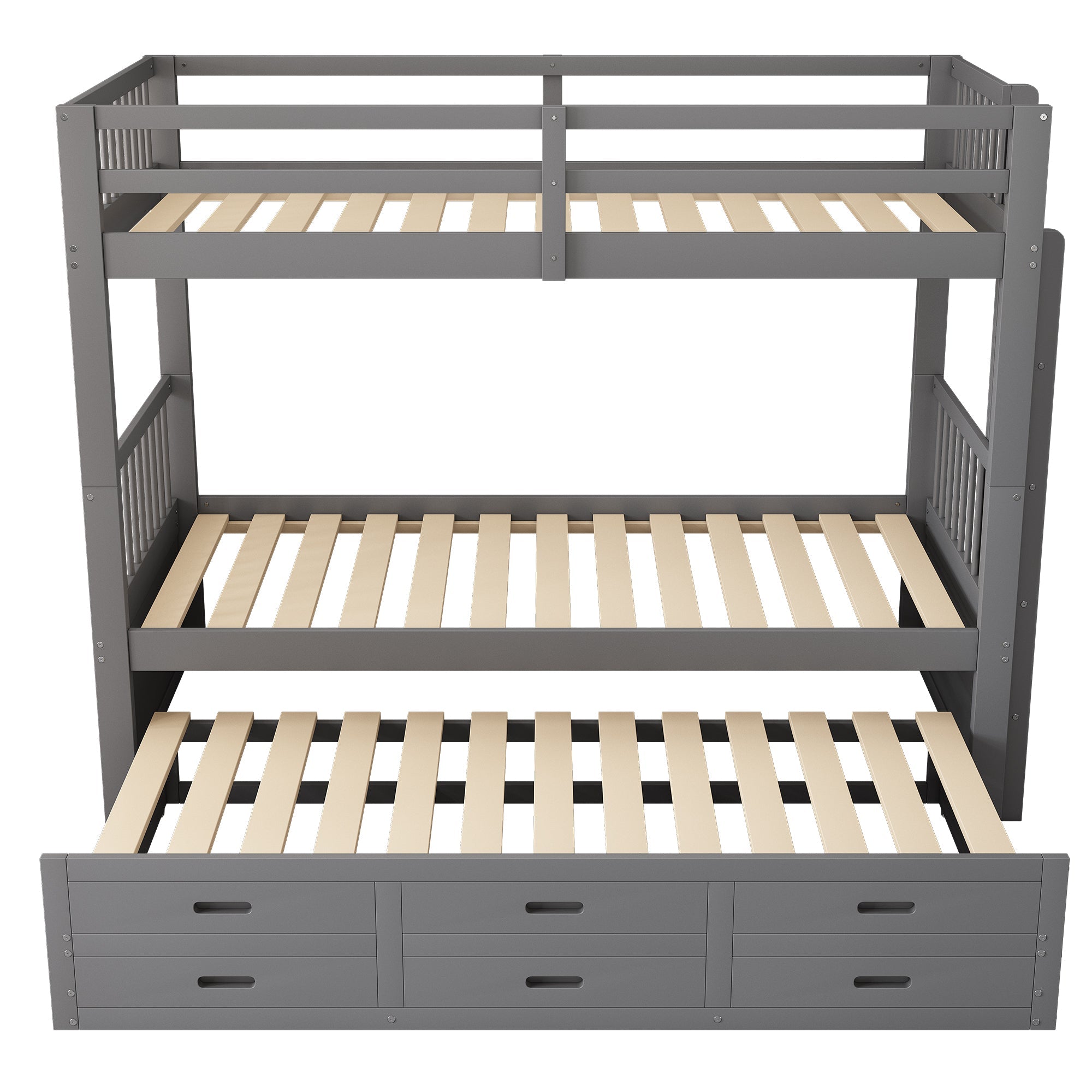 Logidon Bunk Bed 90x200 Gray With Pull-out Bed and 3 Drawers