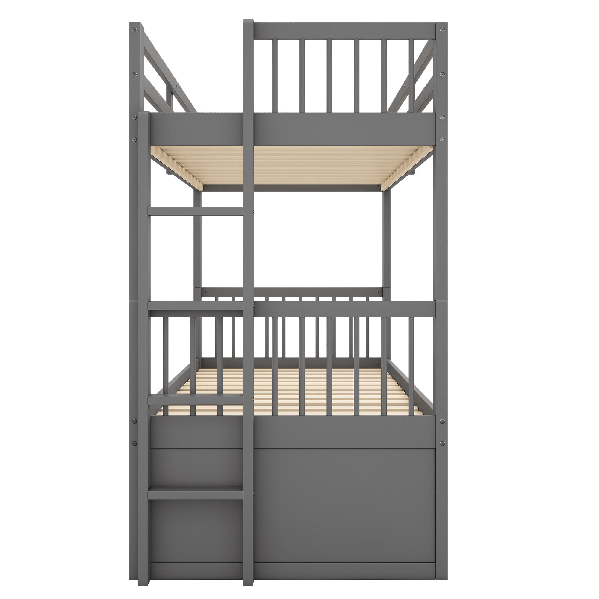 Logidon Bunk Bed 90x200 Gray With Pull-out Bed and 3 Drawers