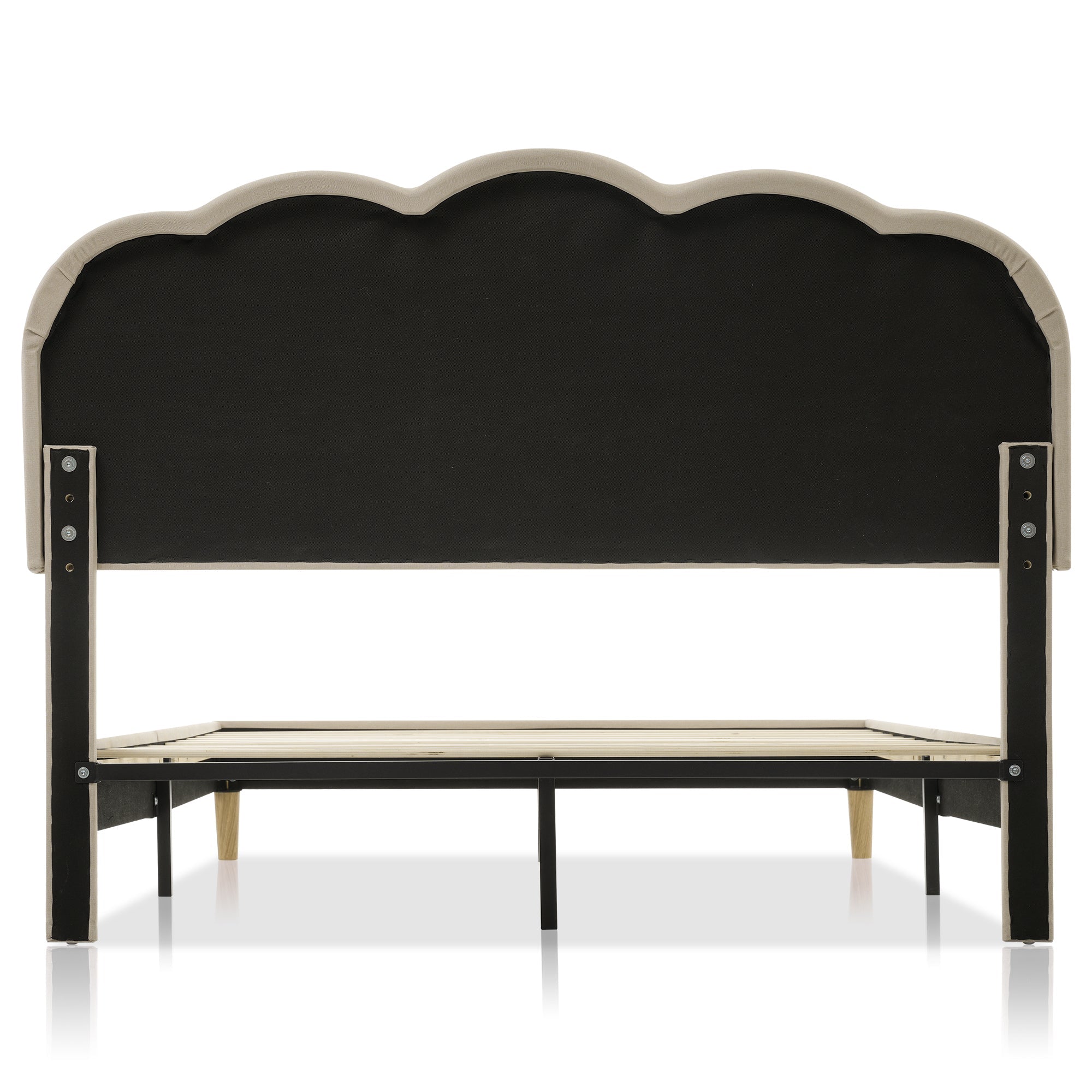 Logidon gestoffeerd bed LED tweepersoonsbed 140x200 beige verstelbaar hoofdbord