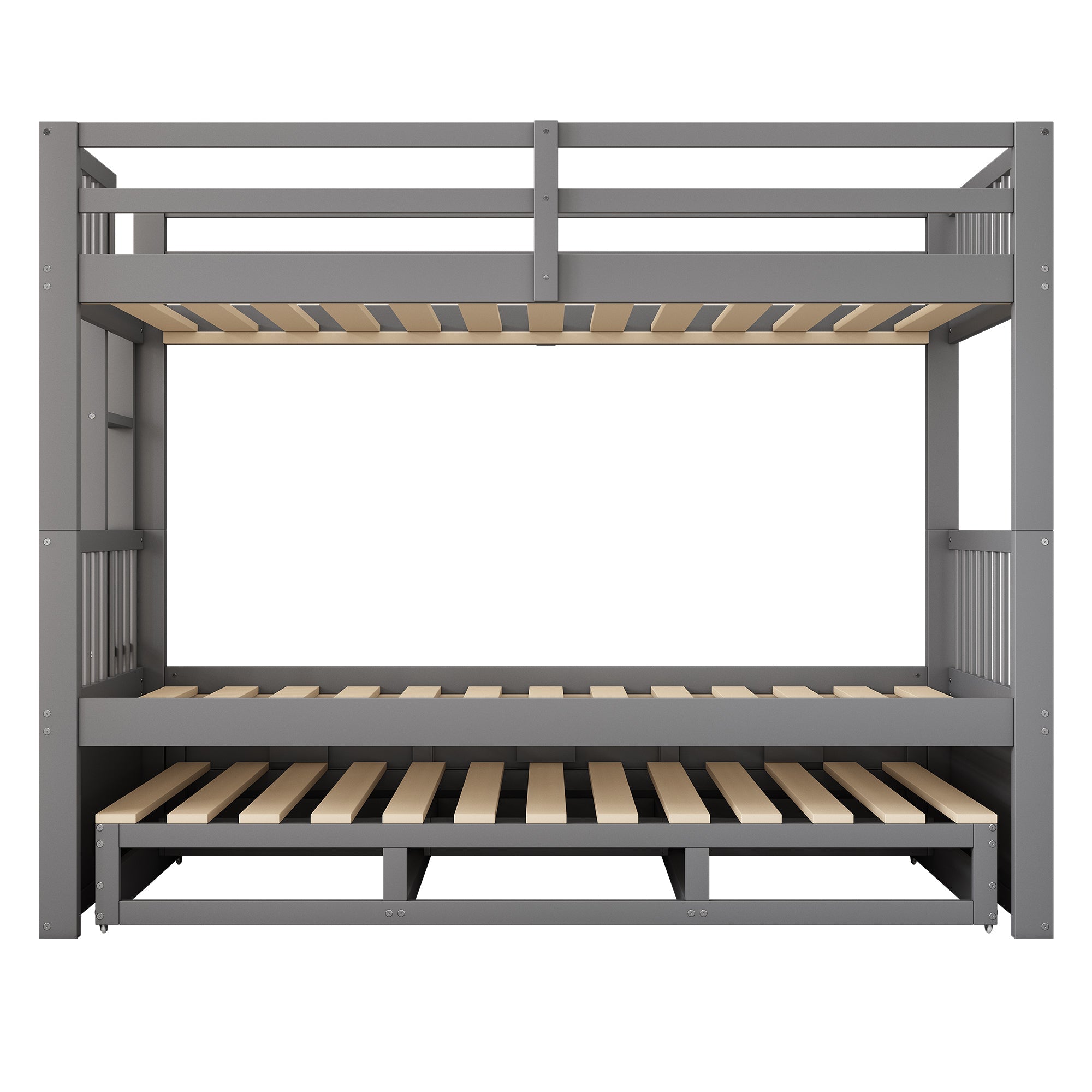 Logidon Bunk Bed 90x200 Gray With Pull-out Bed and 3 Drawers
