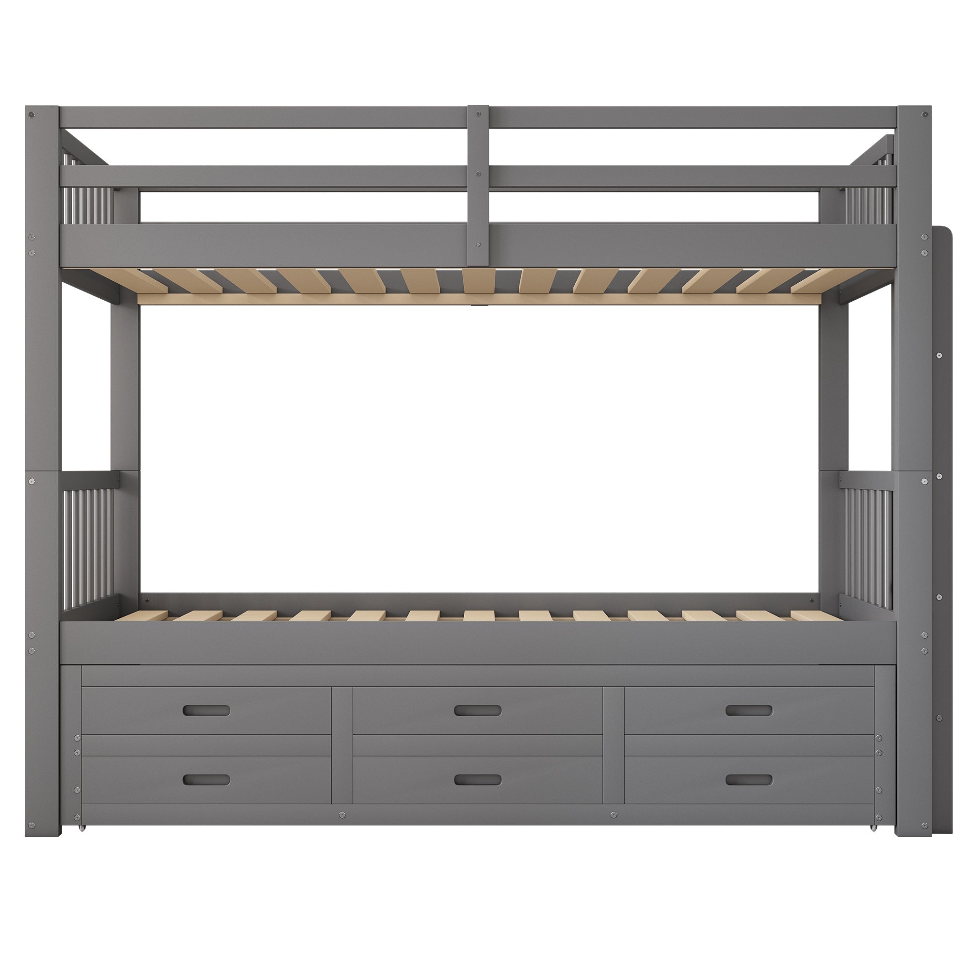 Logidon Bunk Bed 90x200 Gray With Pull-out Bed and 3 Drawers