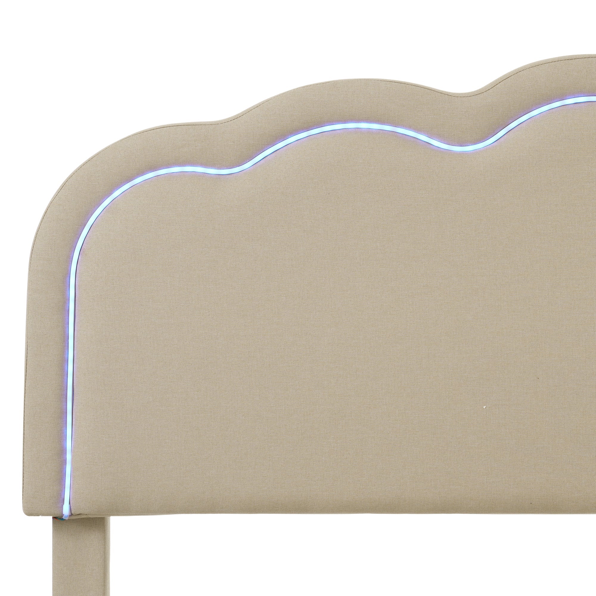 Logidon gestoffeerd bed LED tweepersoonsbed 140x200 beige verstelbaar hoofdbord