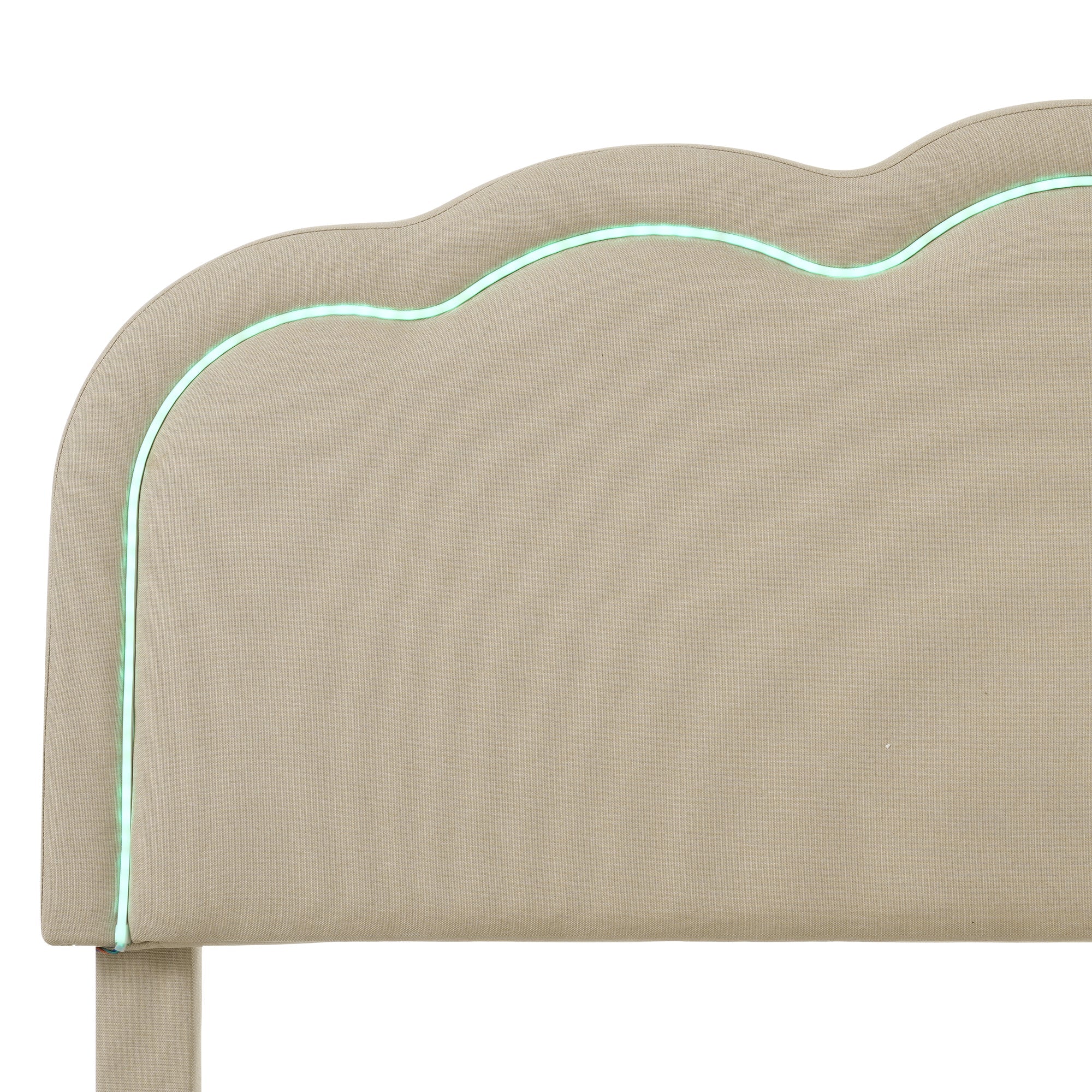 Logidon gestoffeerd bed LED 90x190 beige linnen materiaal verstelbaar hoofdeinde