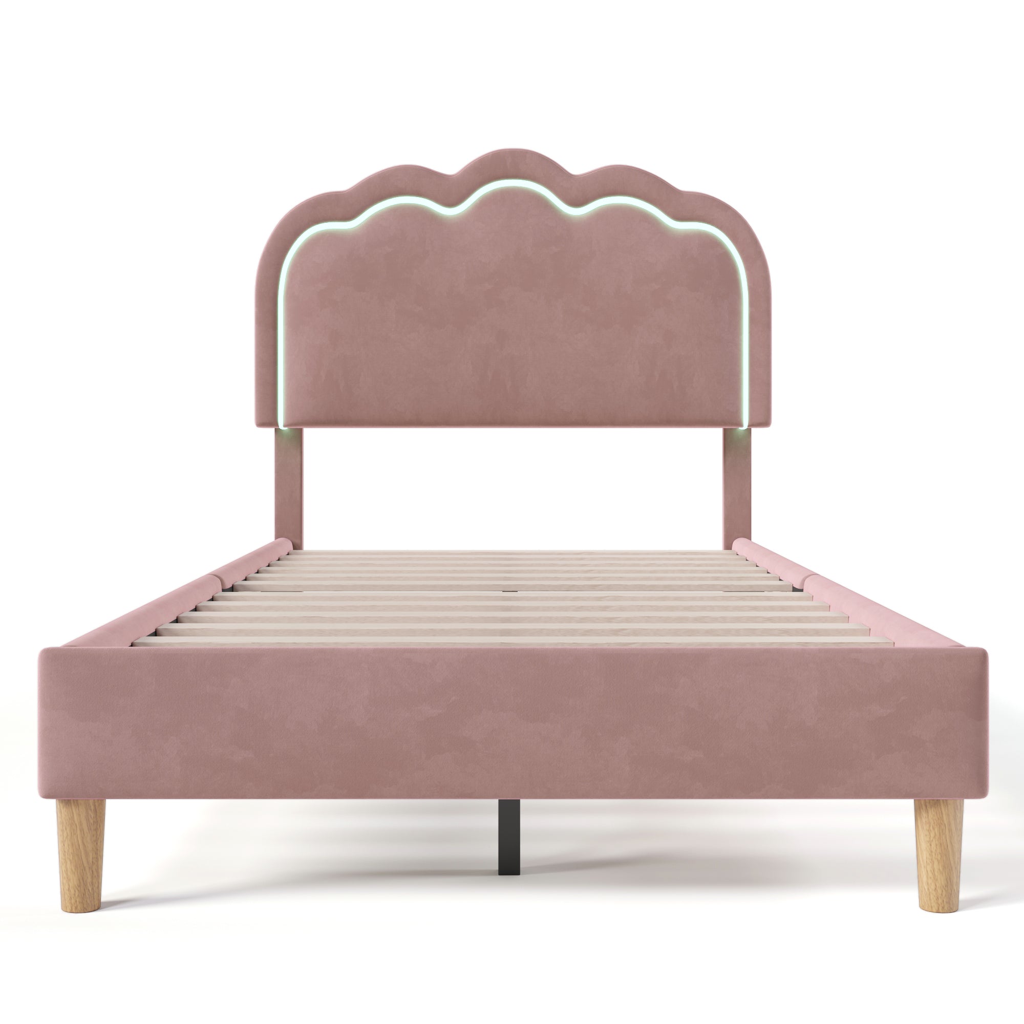 Logidon gestoffeerd bed LED 90x200 roze verstelbaar hoofdbord