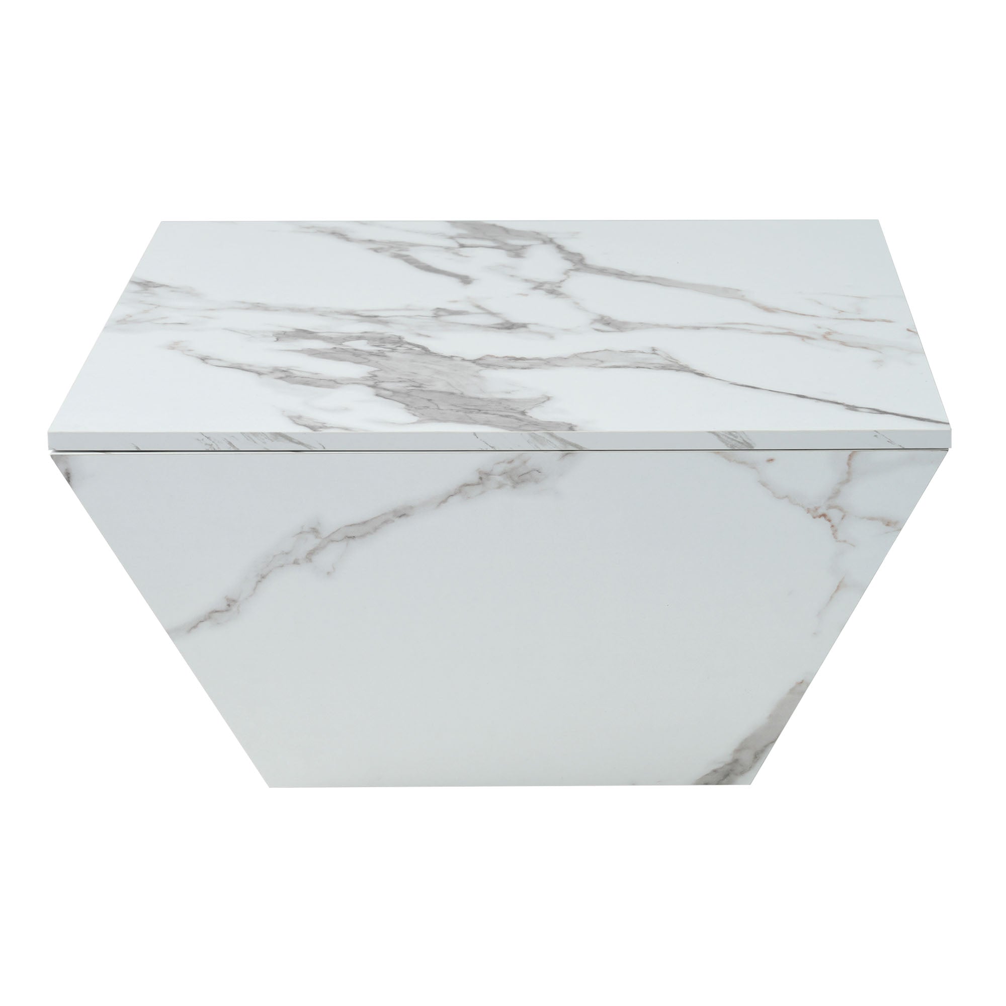 Logidon Moderne Trapezium Drum Salontafel Wit Marmer Fineer 70x70x37 cm