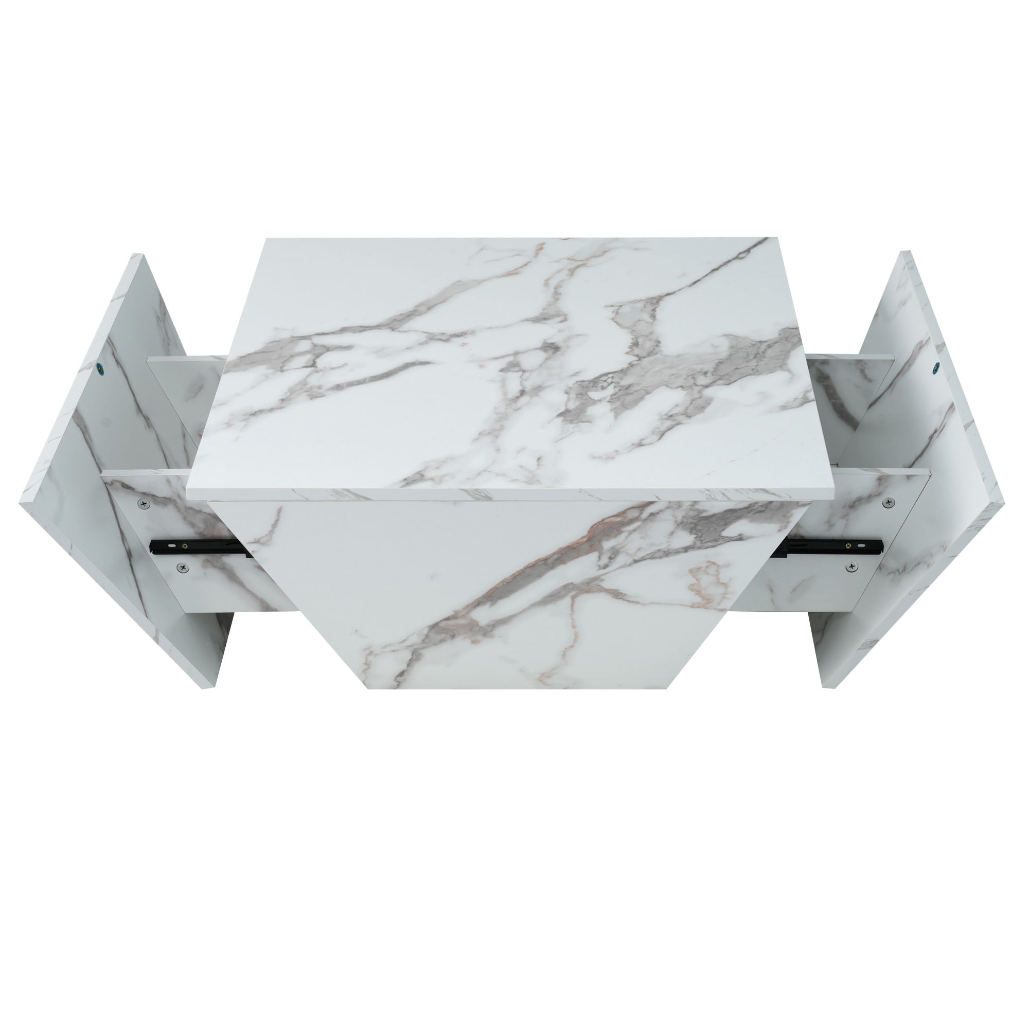 Logidon Moderne Trapezium Drum Salontafel Wit Marmer Fineer 70x70x37 cm
