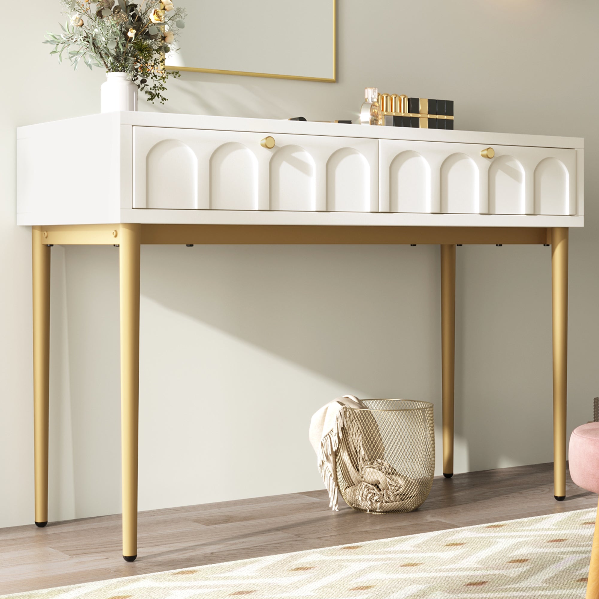 Logidon kaptafel crèmewit met 2 lades hoogte 76,5 cm B100cm
