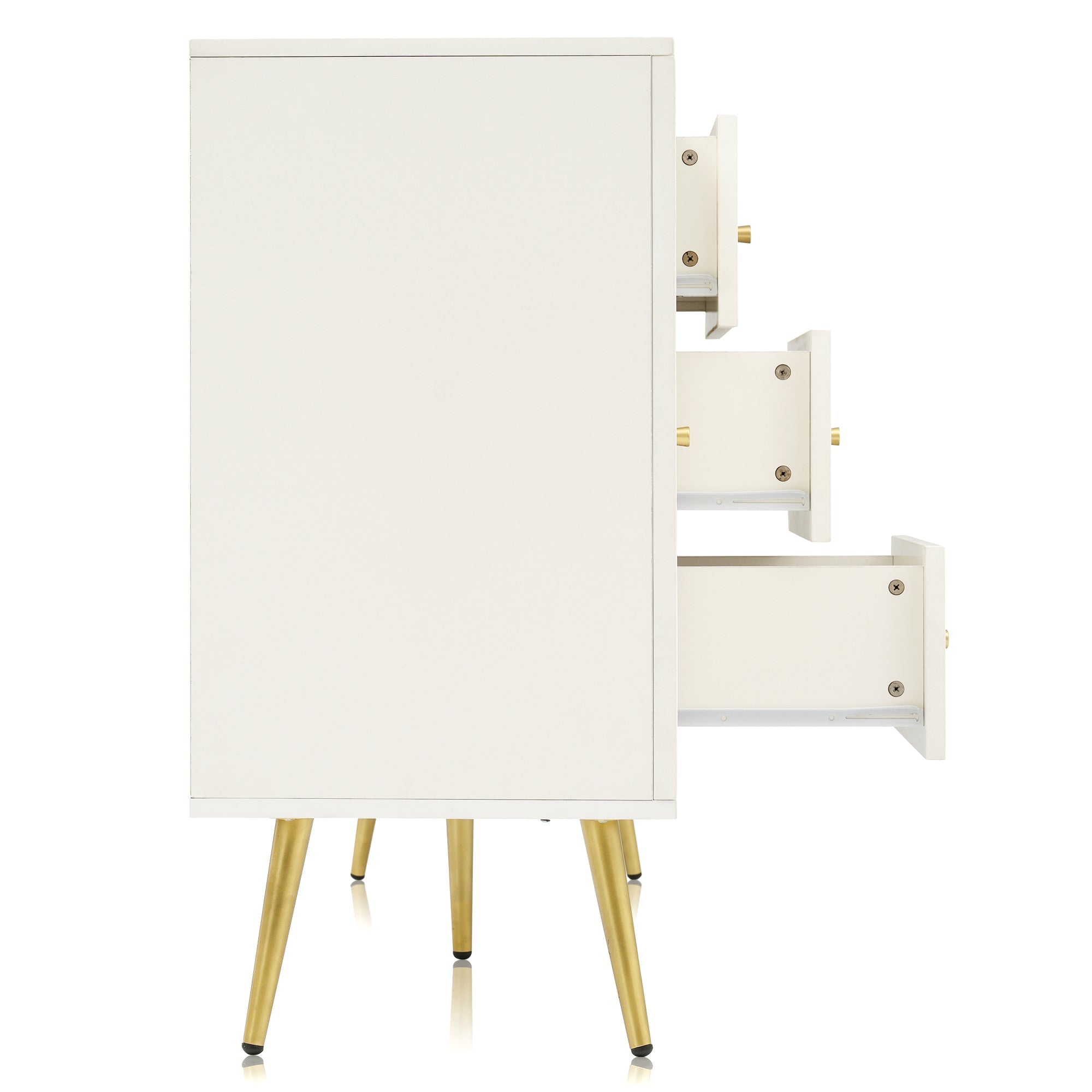 Logidon crèmewitte ladekast H84 B140 T40 met 2 deuren 3 laden