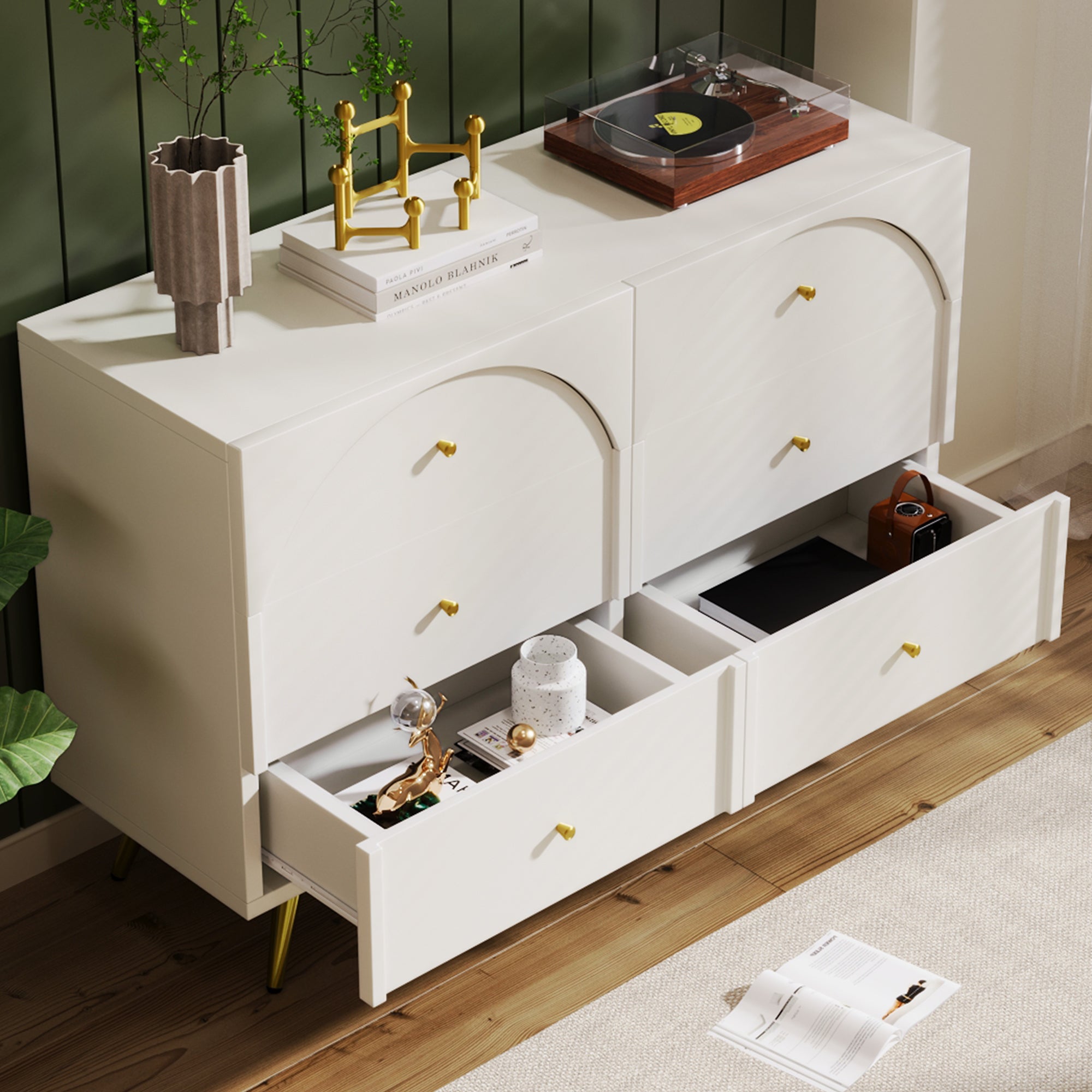 Logidon chest of drawers 6 drawers cream white H85 W120 D40 cm