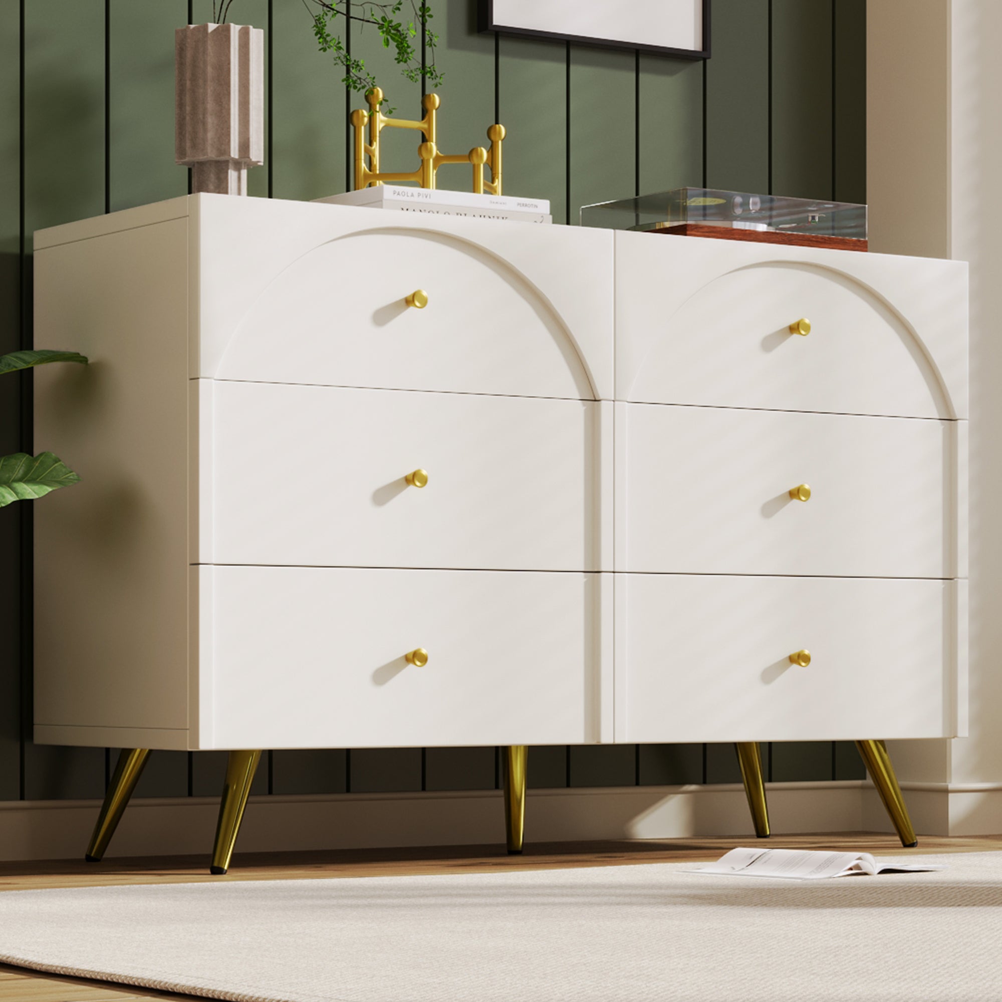 Logidon chest of drawers 6 drawers cream white H85 W120 D40 cm
