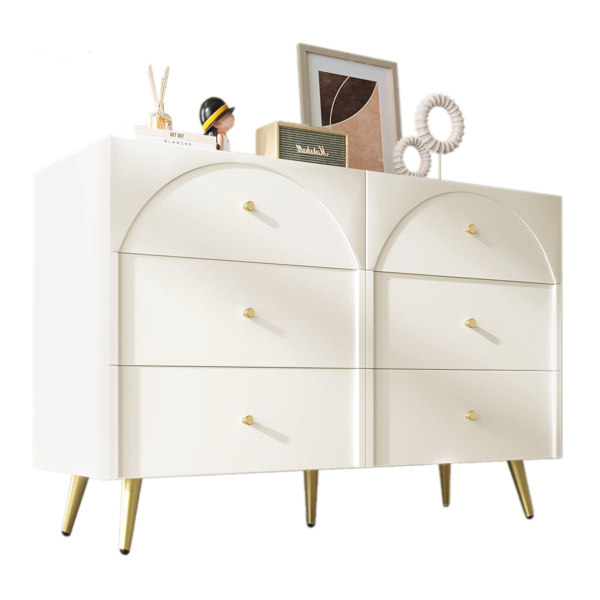 Logidon chest of drawers 6 drawers cream white H85 W120 D40 cm
