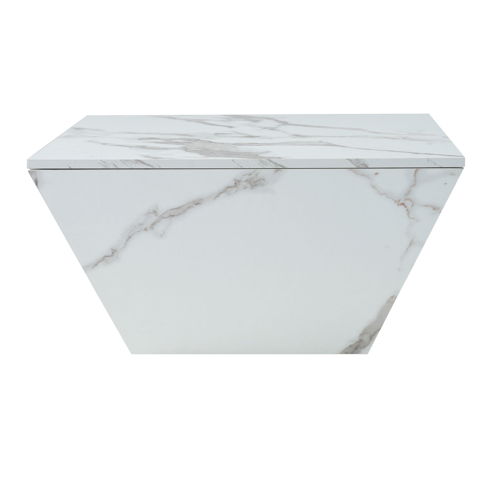 Logidon Moderne Trapezium Drum Salontafel Wit Marmer Fineer 70x70x37 cm