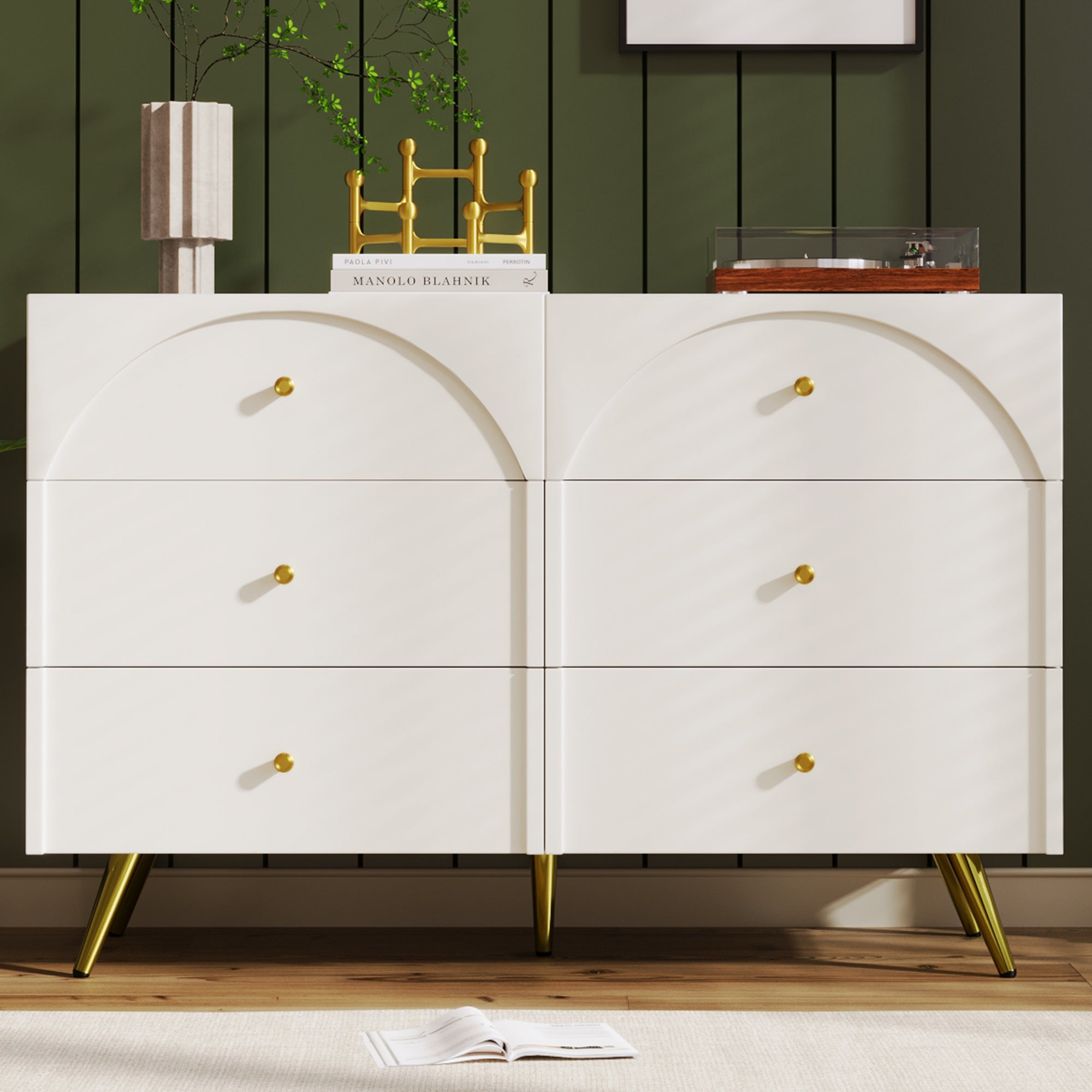 Logidon chest of drawers 6 drawers cream white H85 W120 D40 cm