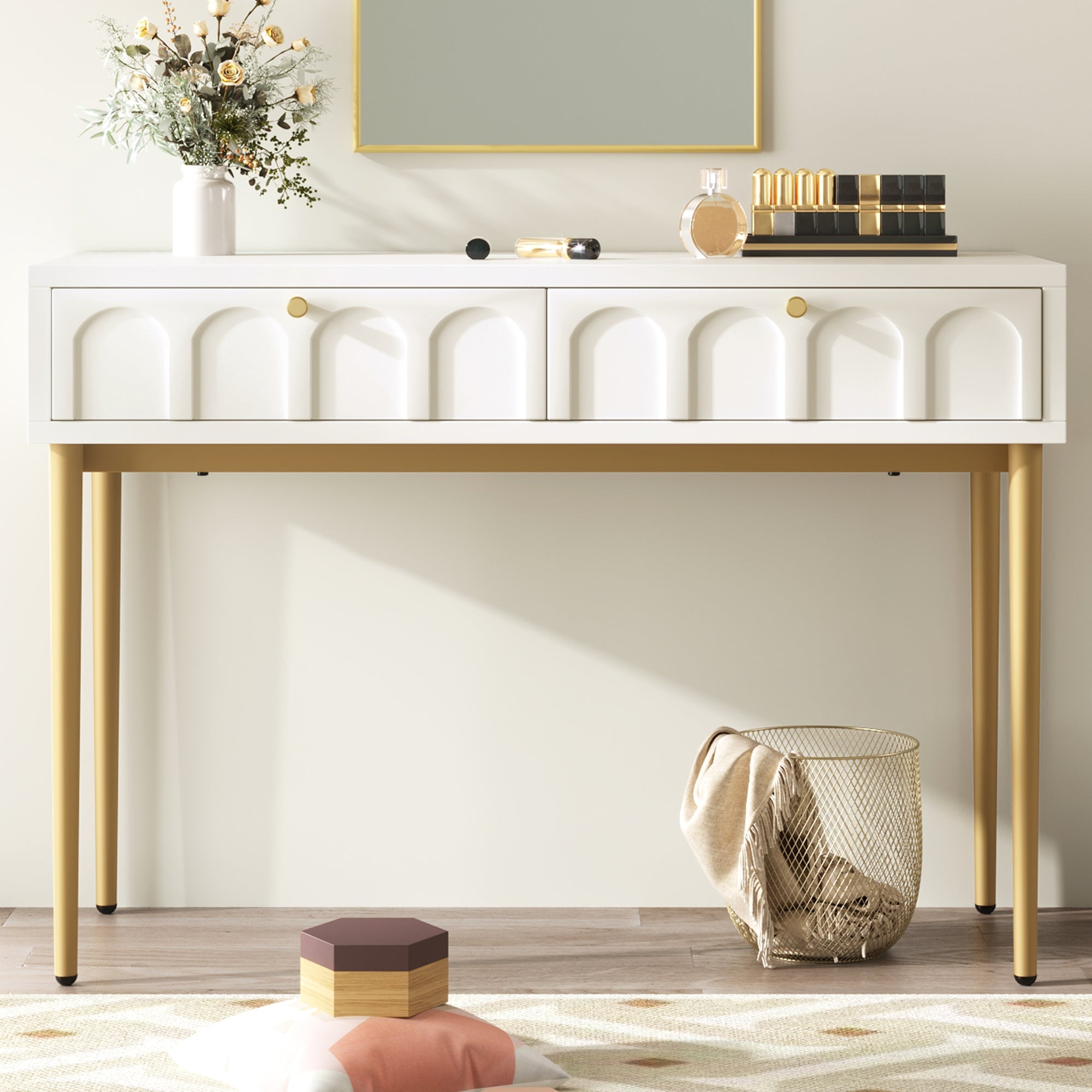 Logidon kaptafel crèmewit met 2 lades hoogte 76,5 cm B100cm