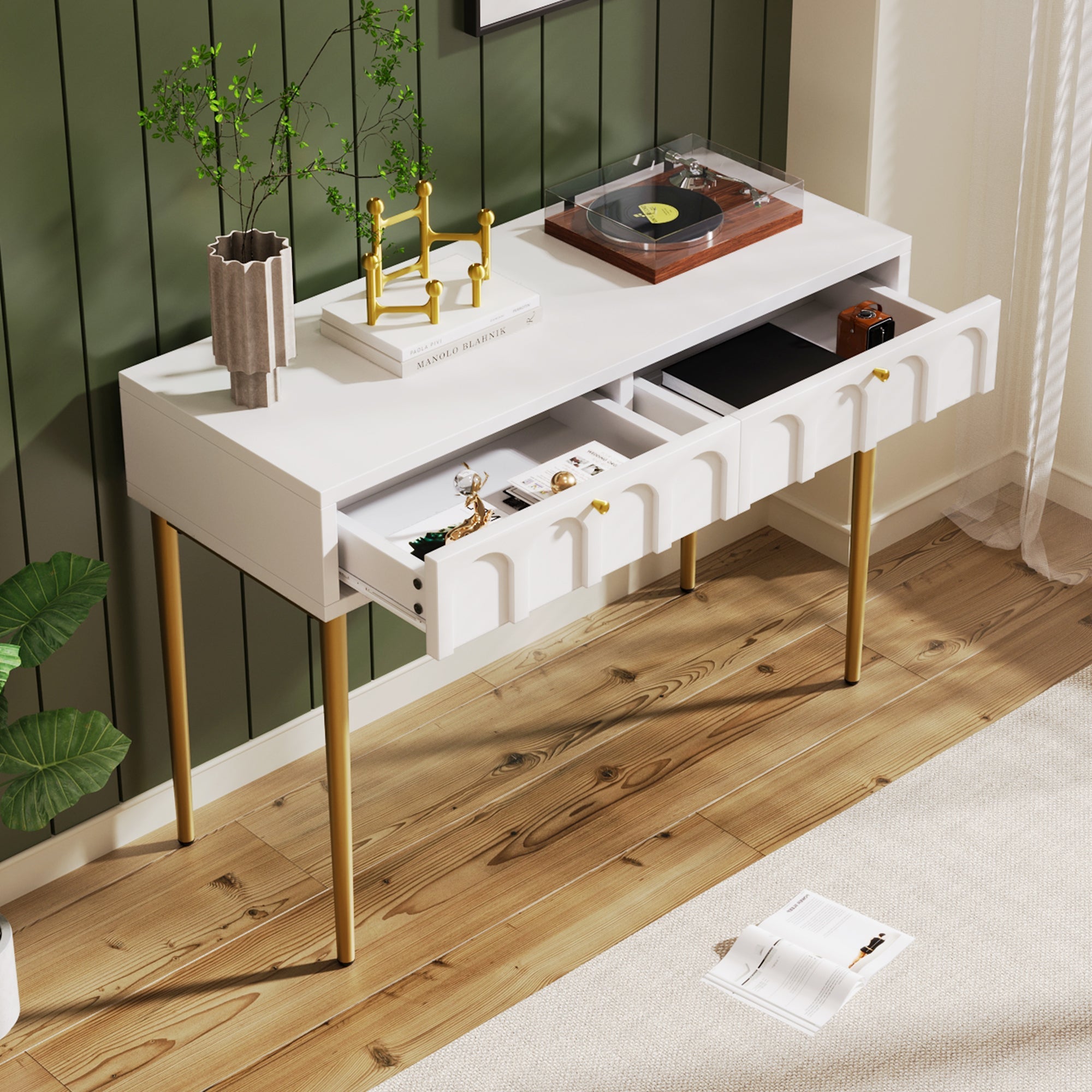 Logidon kaptafel crèmewit met 2 lades hoogte 76,5 cm B100cm