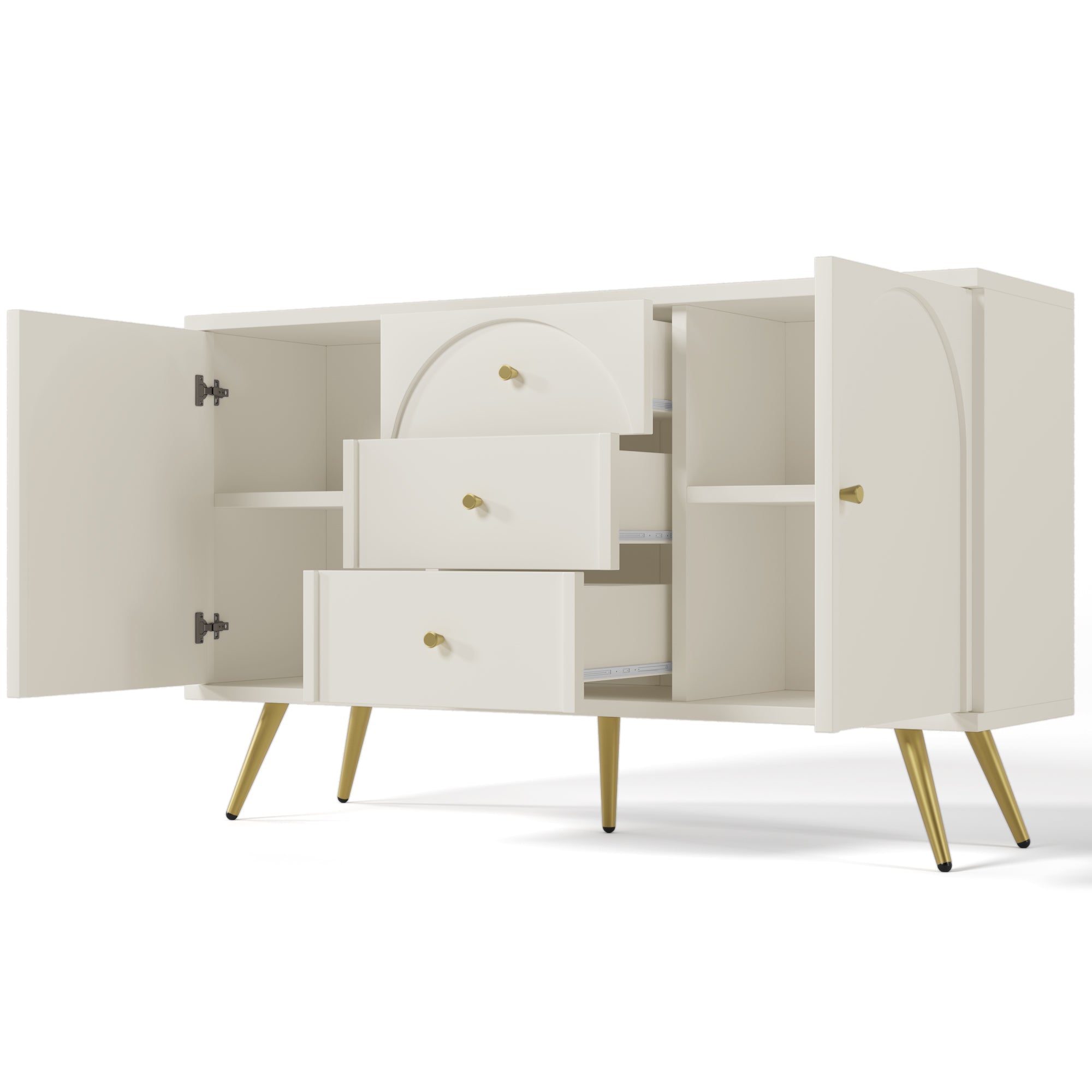 Logidon crèmewitte ladekast H84 B140 T40 met 2 deuren 3 laden