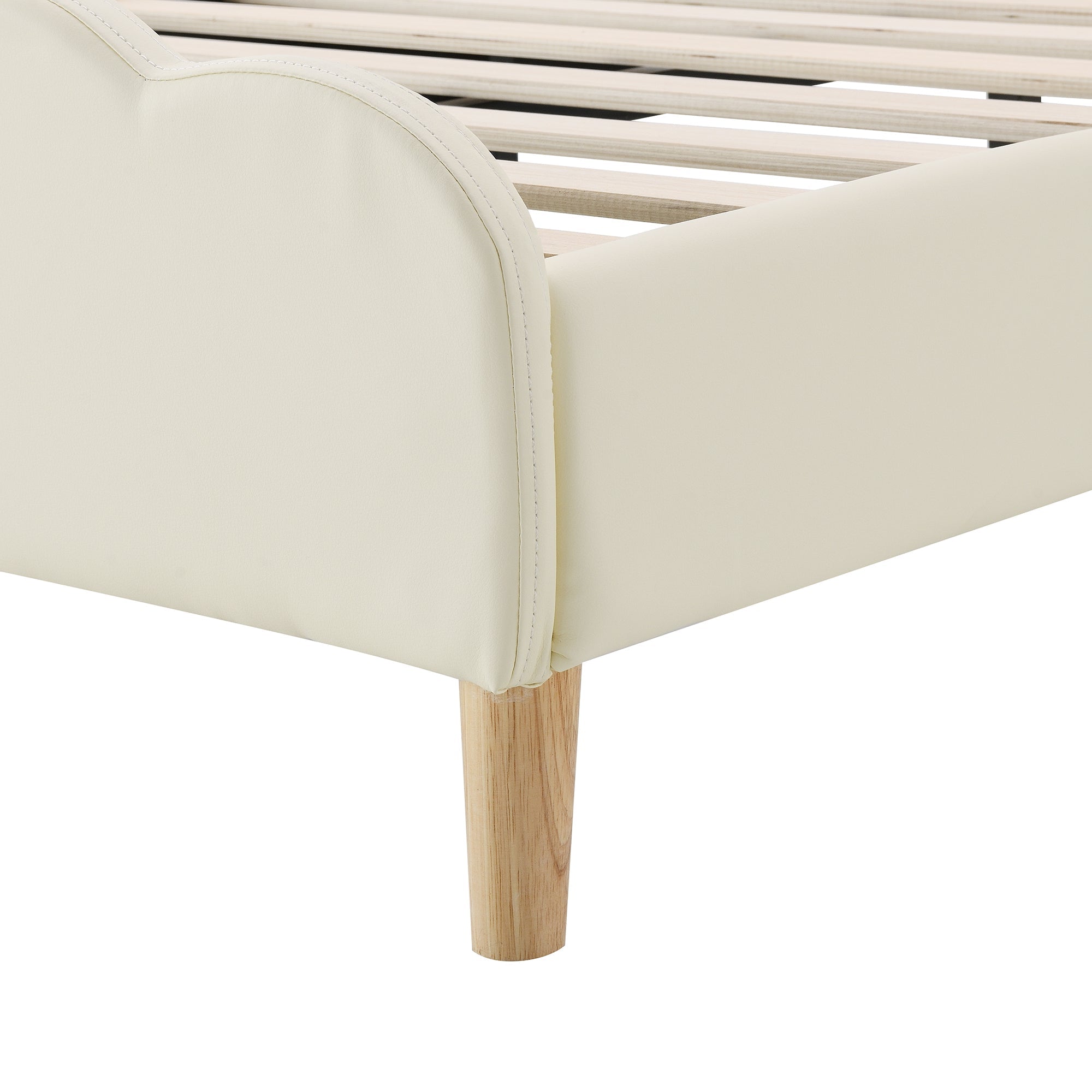 Logidon gestoffeerd bed 90x200cm wit wave hoofdbord LED