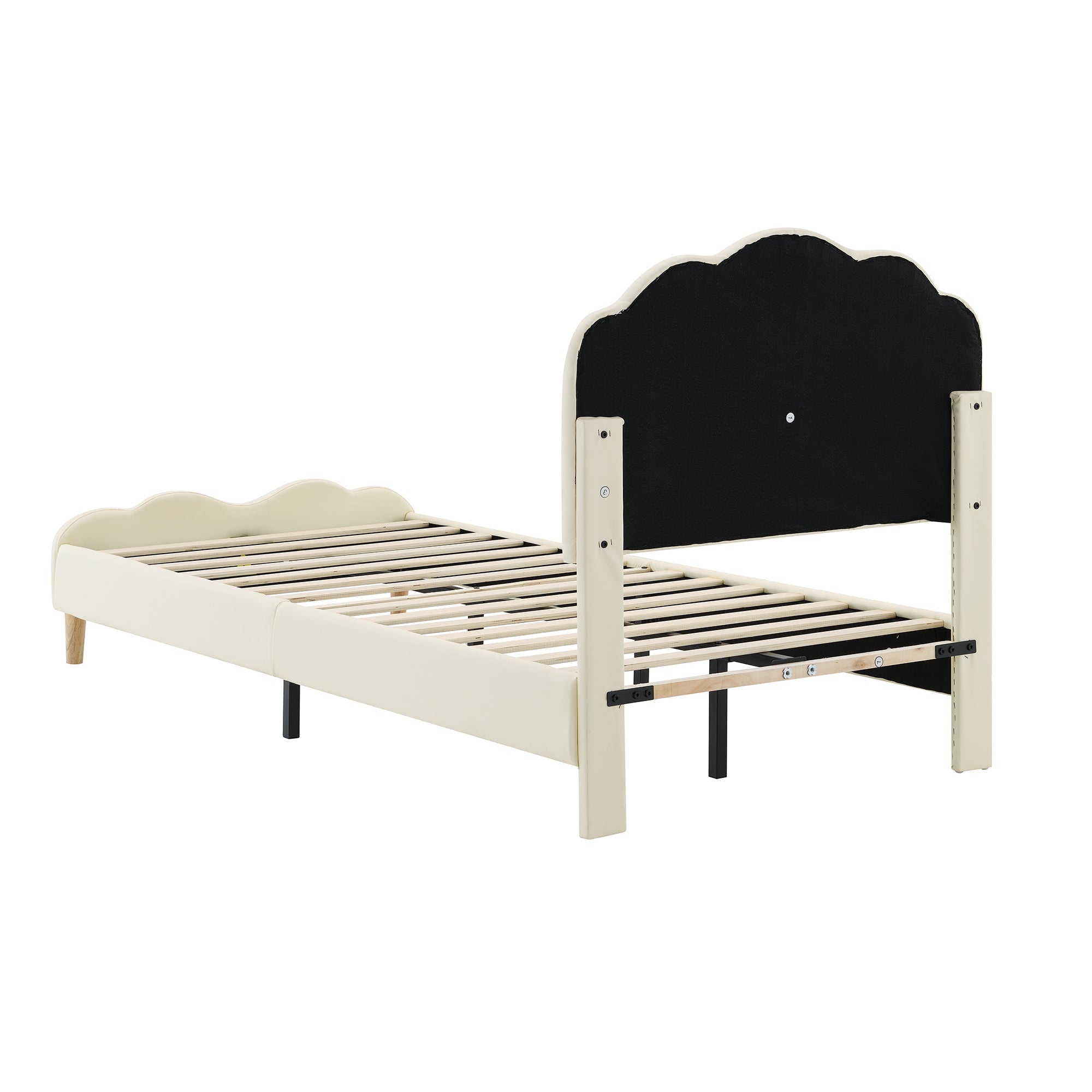 Logidon gestoffeerd bed 90x200cm wit wave hoofdbord LED