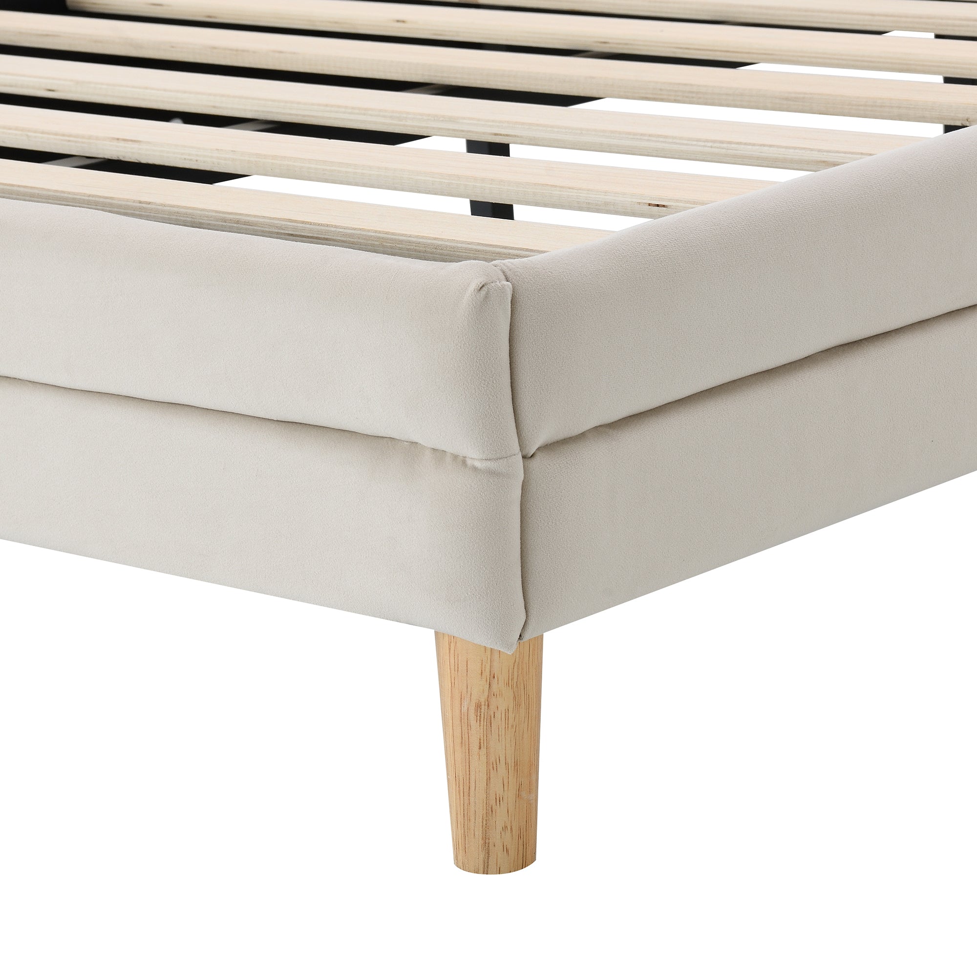 Logidon gestoffeerd bed met wolkenhoofdbord LED-verlichting 90x200 cm beige