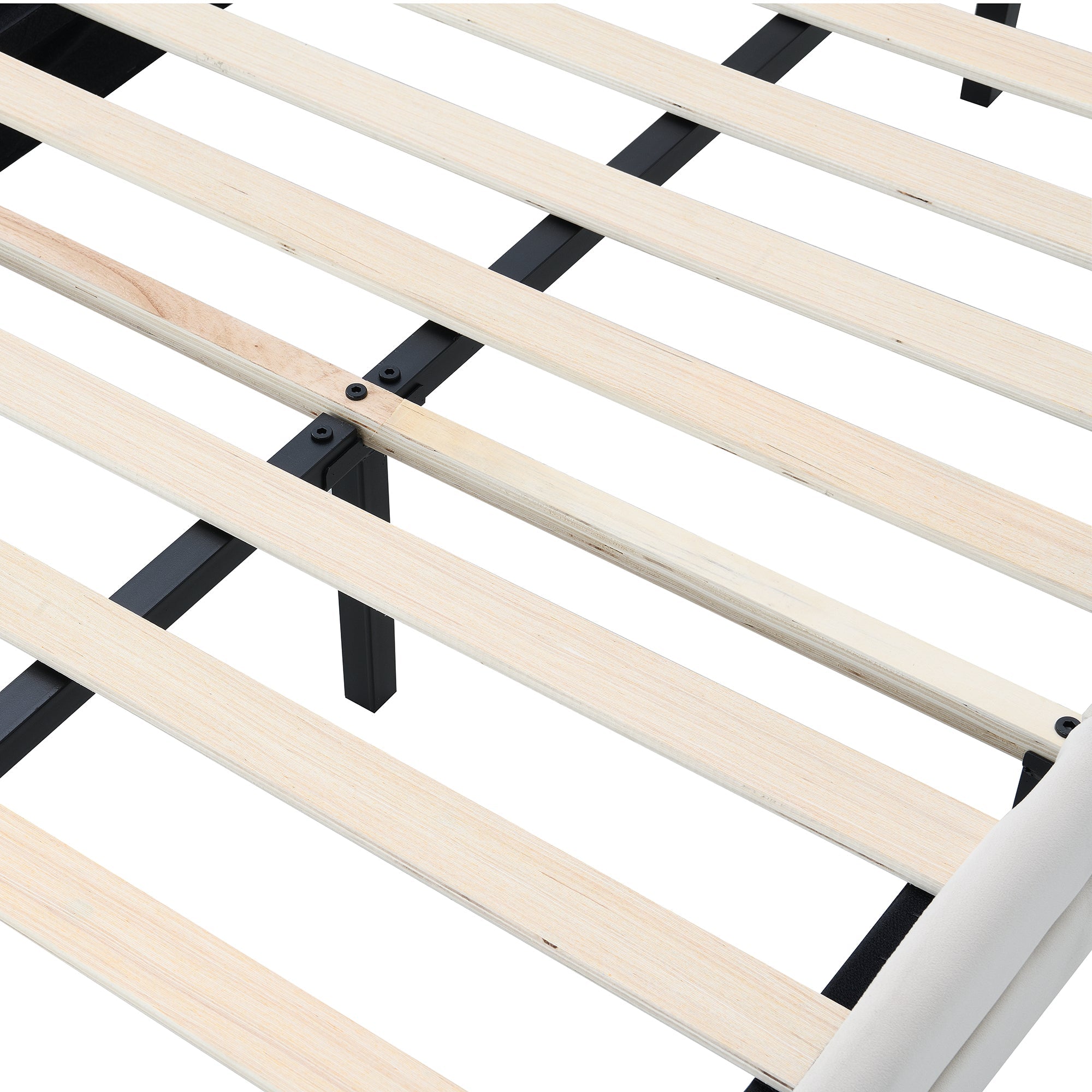 Logidon gestoffeerd bed met wolkenhoofdbord LED-verlichting 90x200 cm beige