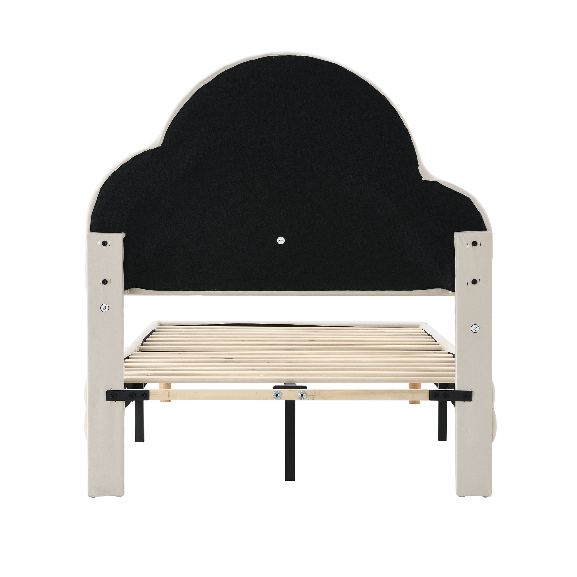 Logidon gestoffeerd bed met wolkenhoofdbord LED-verlichting 90x200 cm beige