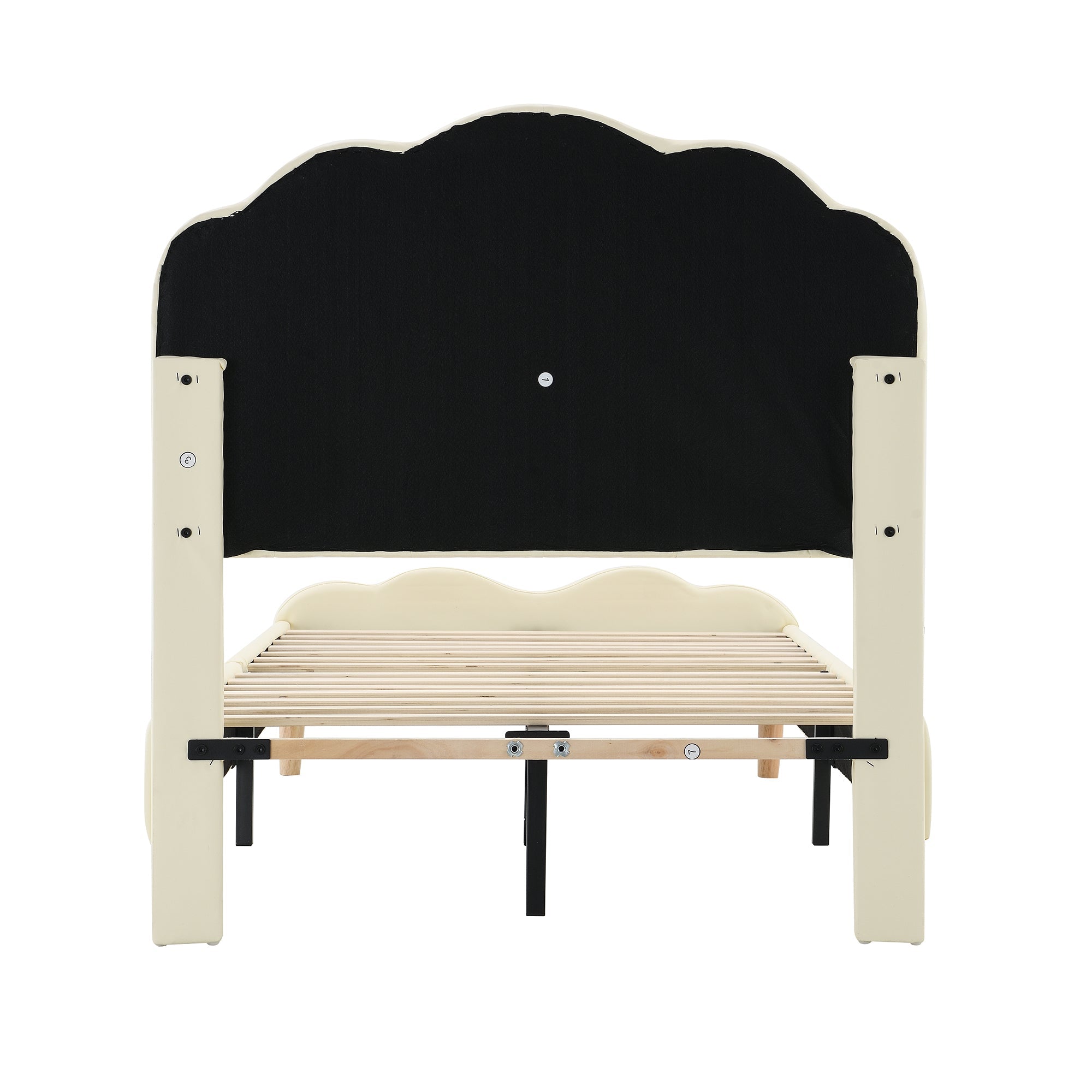 Logidon gestoffeerd bed 90x200cm wit wave hoofdbord LED