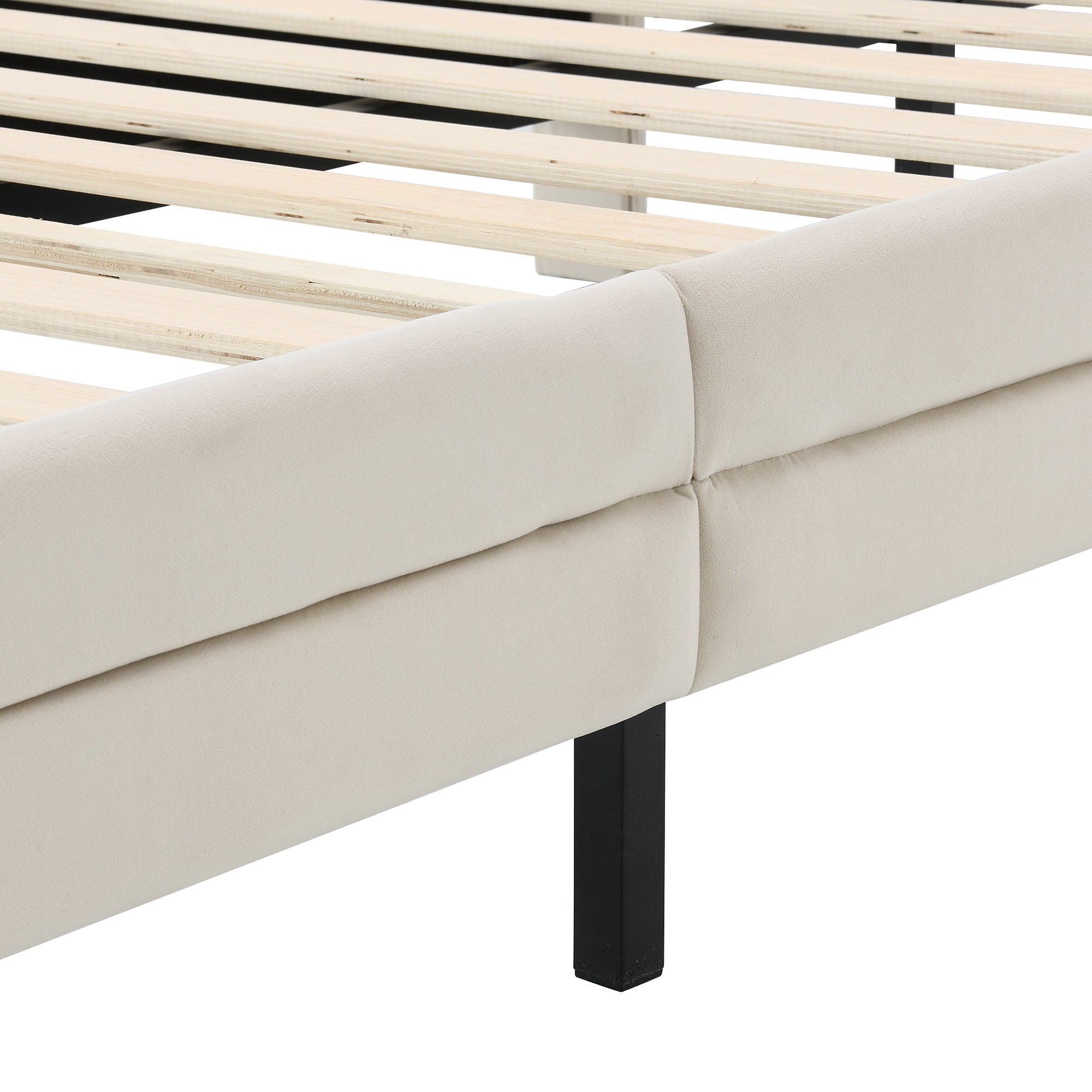 Logidon gestoffeerd bed met wolkenhoofdbord LED-verlichting 90x200 cm beige
