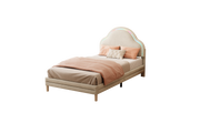 Logidon gestoffeerd bed met wolkenhoofdbord LED-verlichting 90x200 cm beige