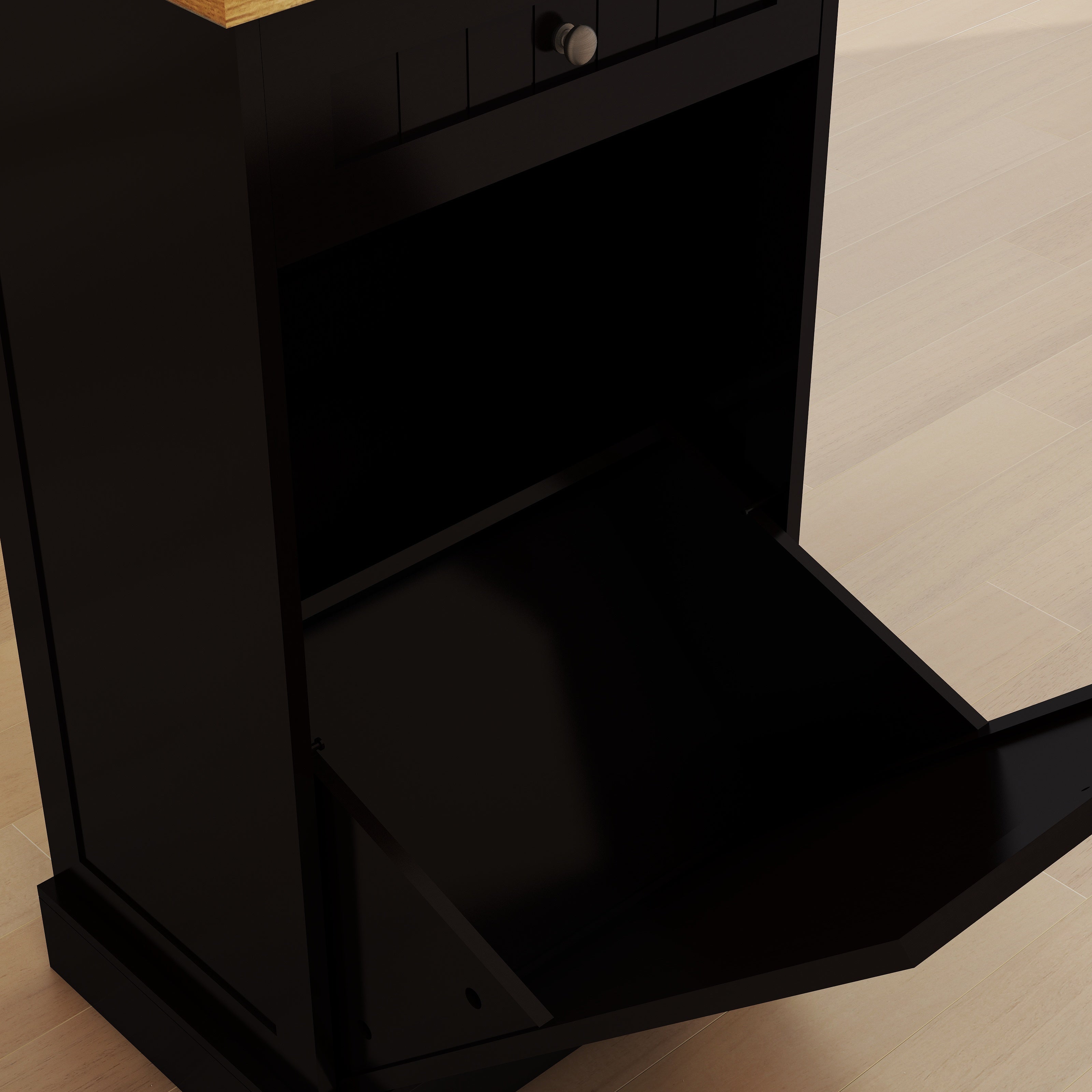 Logidon kitchen waste cabinet with drawer and tilting drawer black