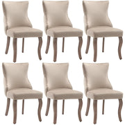 Logidon Dining Chair Beige Velvet Set of 6 Button Quilting